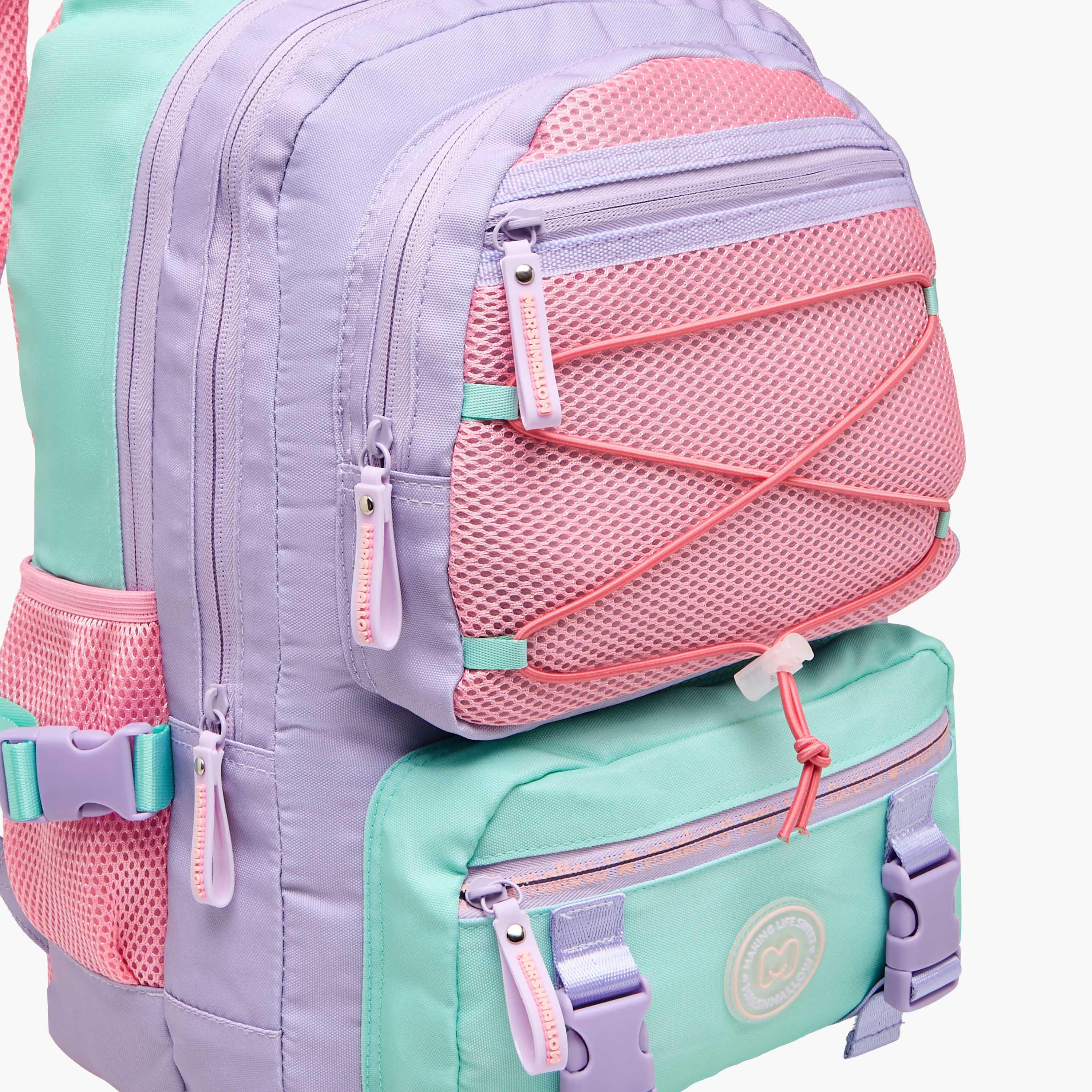 MARSHMALLOW Colourblock Backpack with Adjustable Shoulder Straps and Zip Closure - 33x43x16 cms-school-bagsandbackpacks-backpacks-image-5