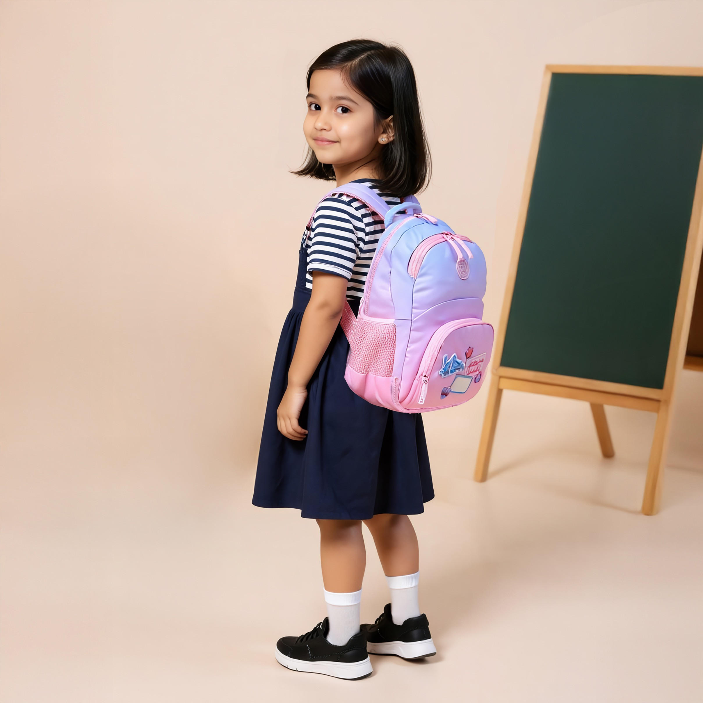 MARSHMALLOW Applique Patch Detail Backpack with Adjustable Shoulder Straps - 33x43x16 cm-school-bagsandbackpacks-backpacks-image-2