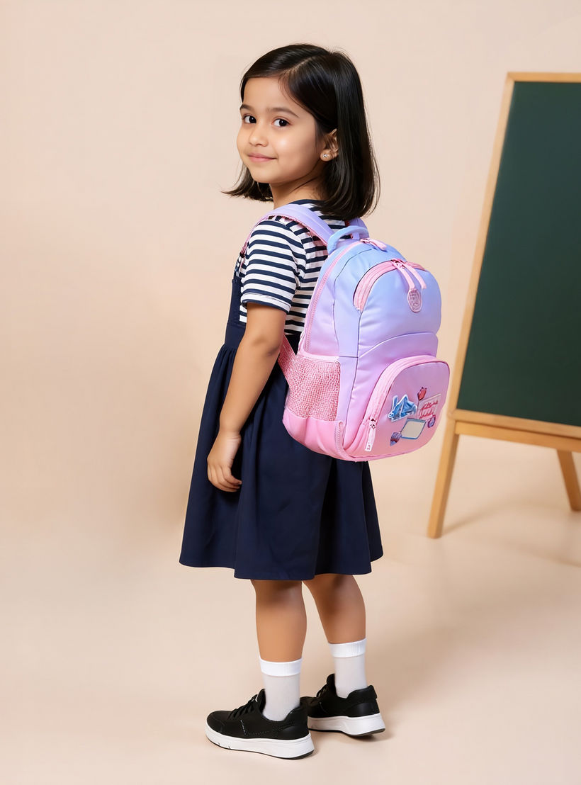 MARSHMALLOW Applique Patch Detail Backpack with Adjustable Shoulder Straps - 33x43x16 cm-school-bagsandbackpacks-backpacks-image-2