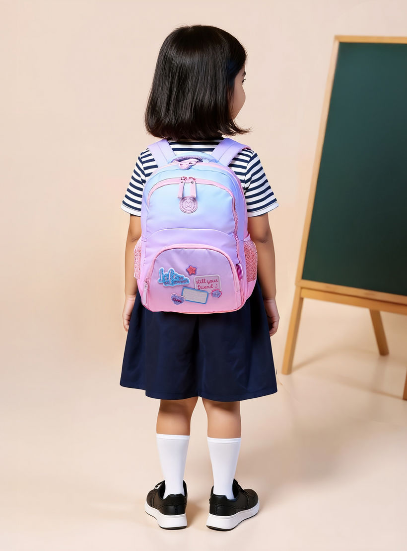 MARSHMALLOW Applique Patch Detail Backpack with Adjustable Shoulder Straps - 33x43x16 cm-school-bagsandbackpacks-backpacks-image-3