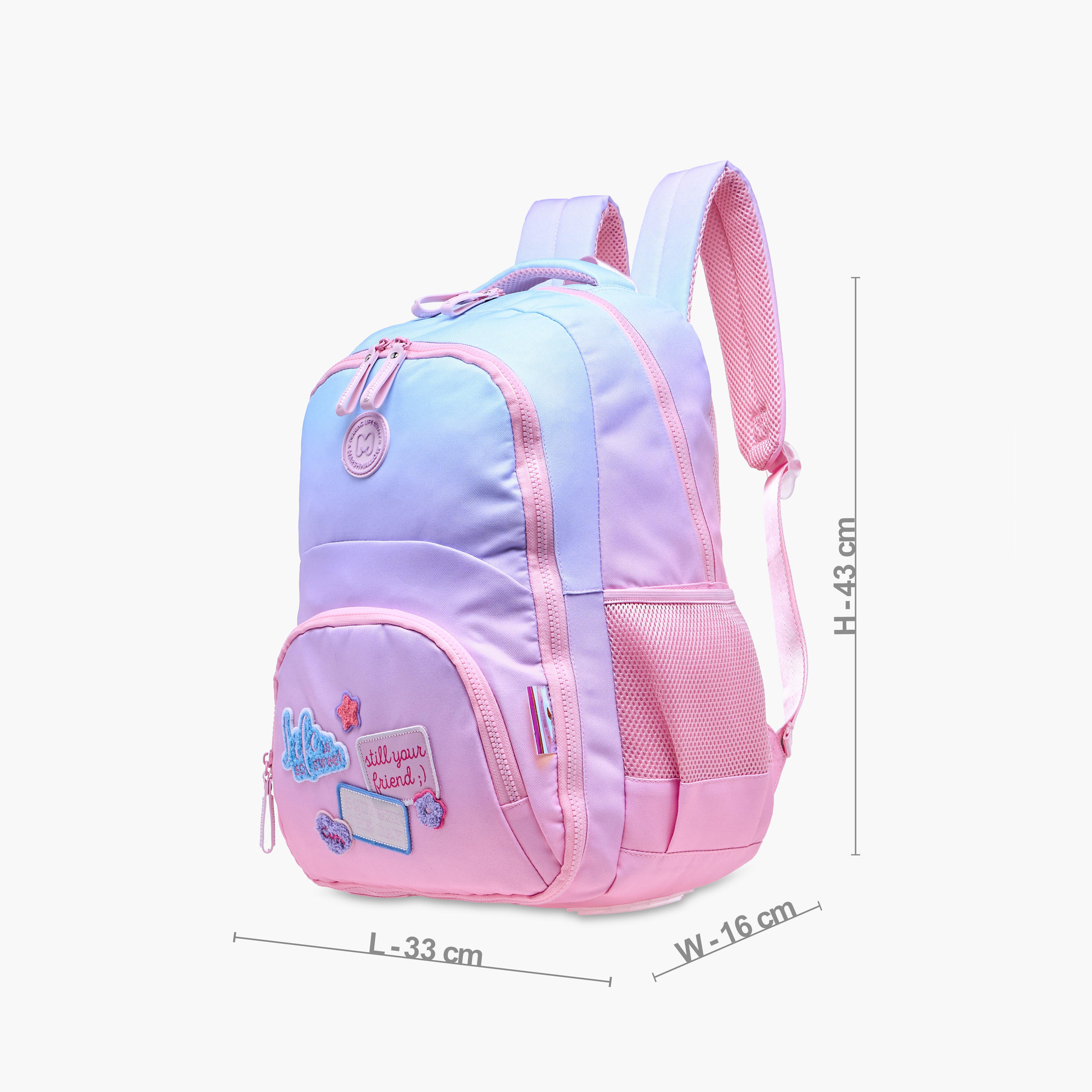 MARSHMALLOW Applique Patch Detail Backpack with Adjustable Shoulder Straps - 33x43x16 cm-school-bagsandbackpacks-backpacks-image-4