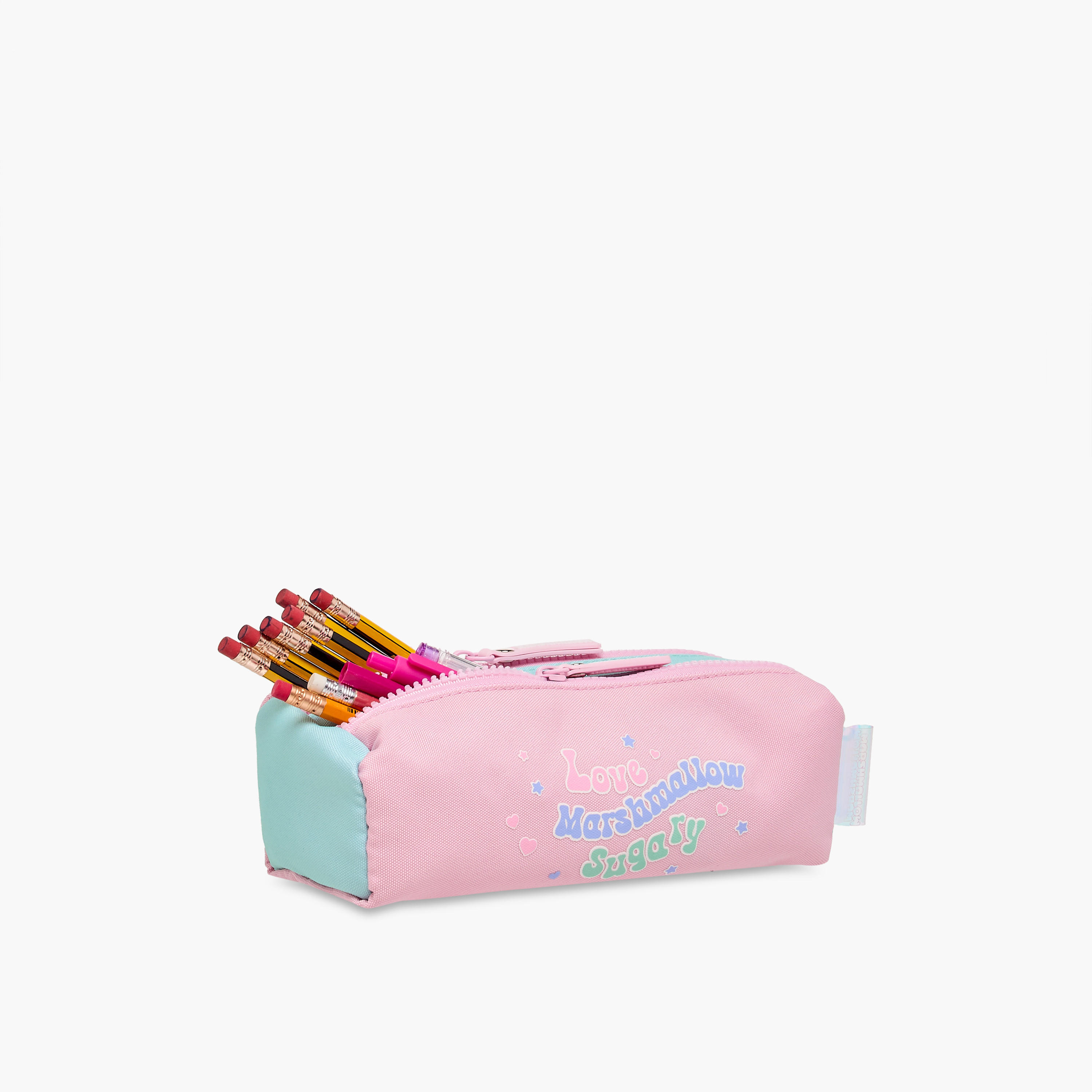 MARSHMALLOW Logo Applique 2-Compartment Pencil Pouch with Zip Closure-school-stationery-pencilcases-image-5