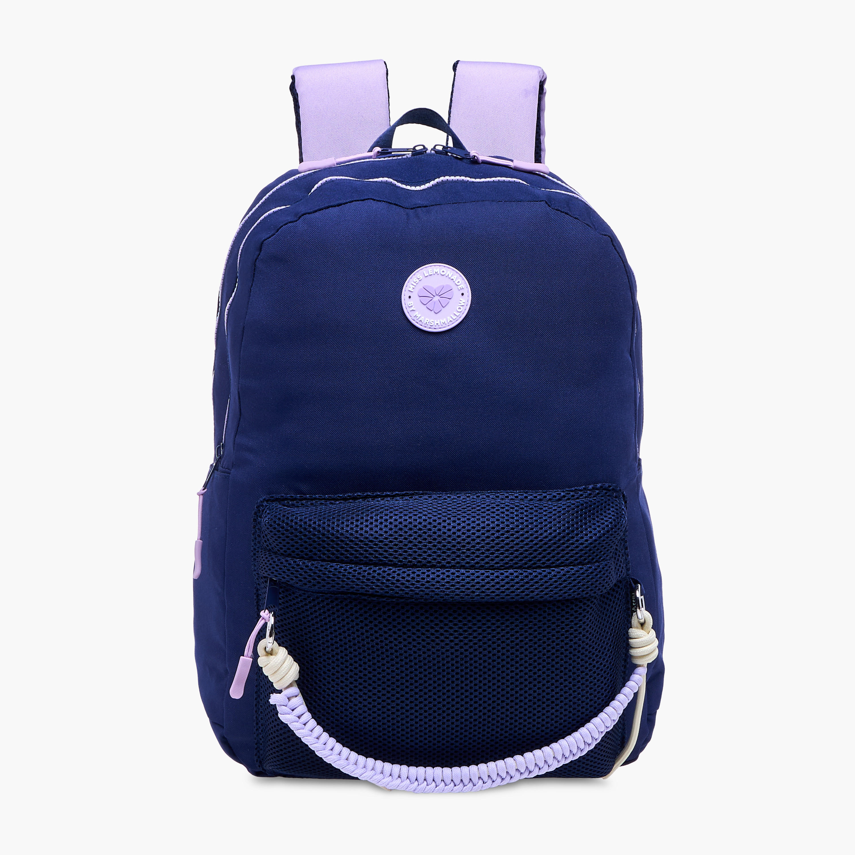 MISS LEMONADE Meshy Solid Backpack with Adjustable Straps and Zip Closure - 33x43x16 cms-school-bagsandbackpacks-backpacks-image-1