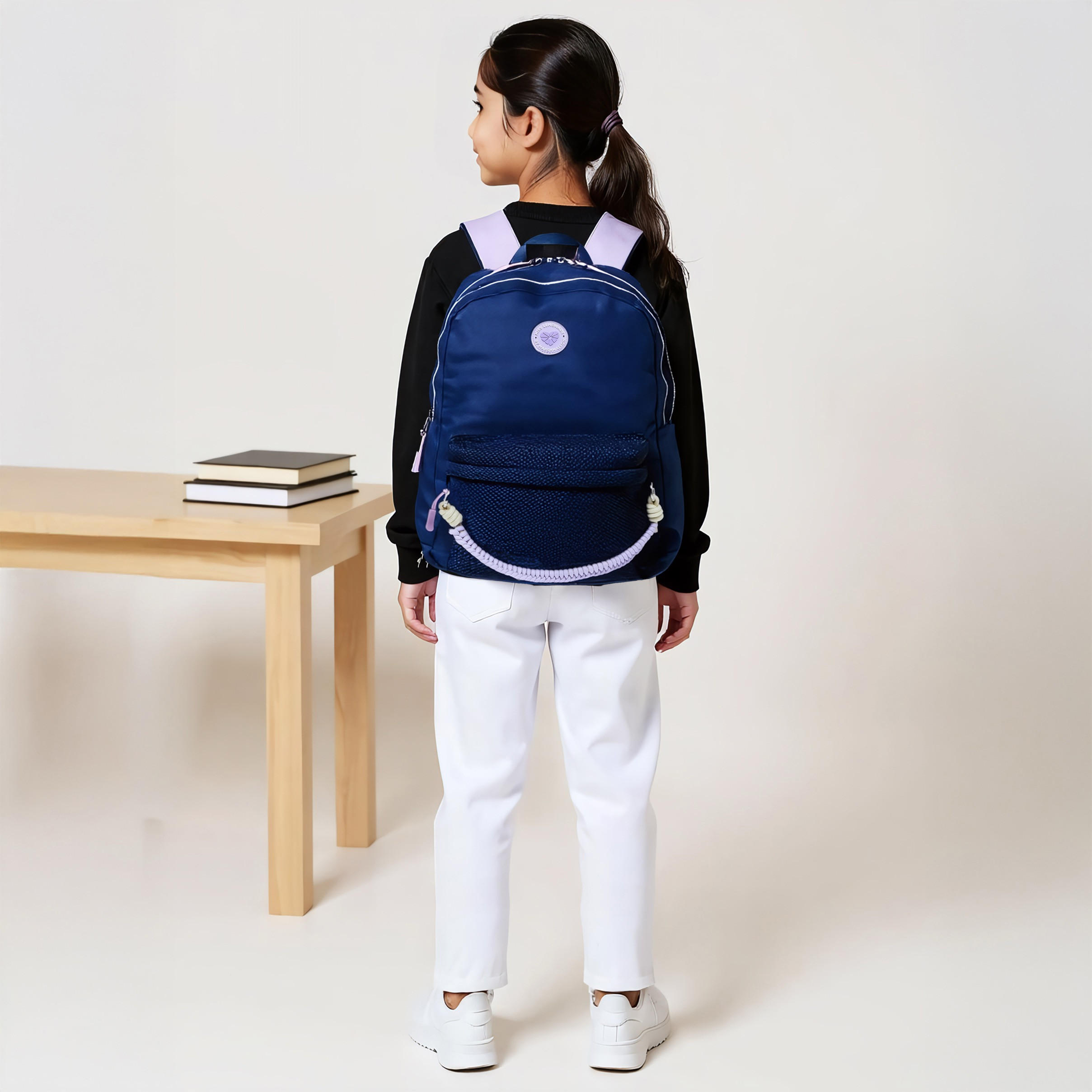 MISS LEMONADE Meshy Solid Backpack with Adjustable Straps and Zip Closure - 33x43x16 cms-school-bagsandbackpacks-backpacks-image-3