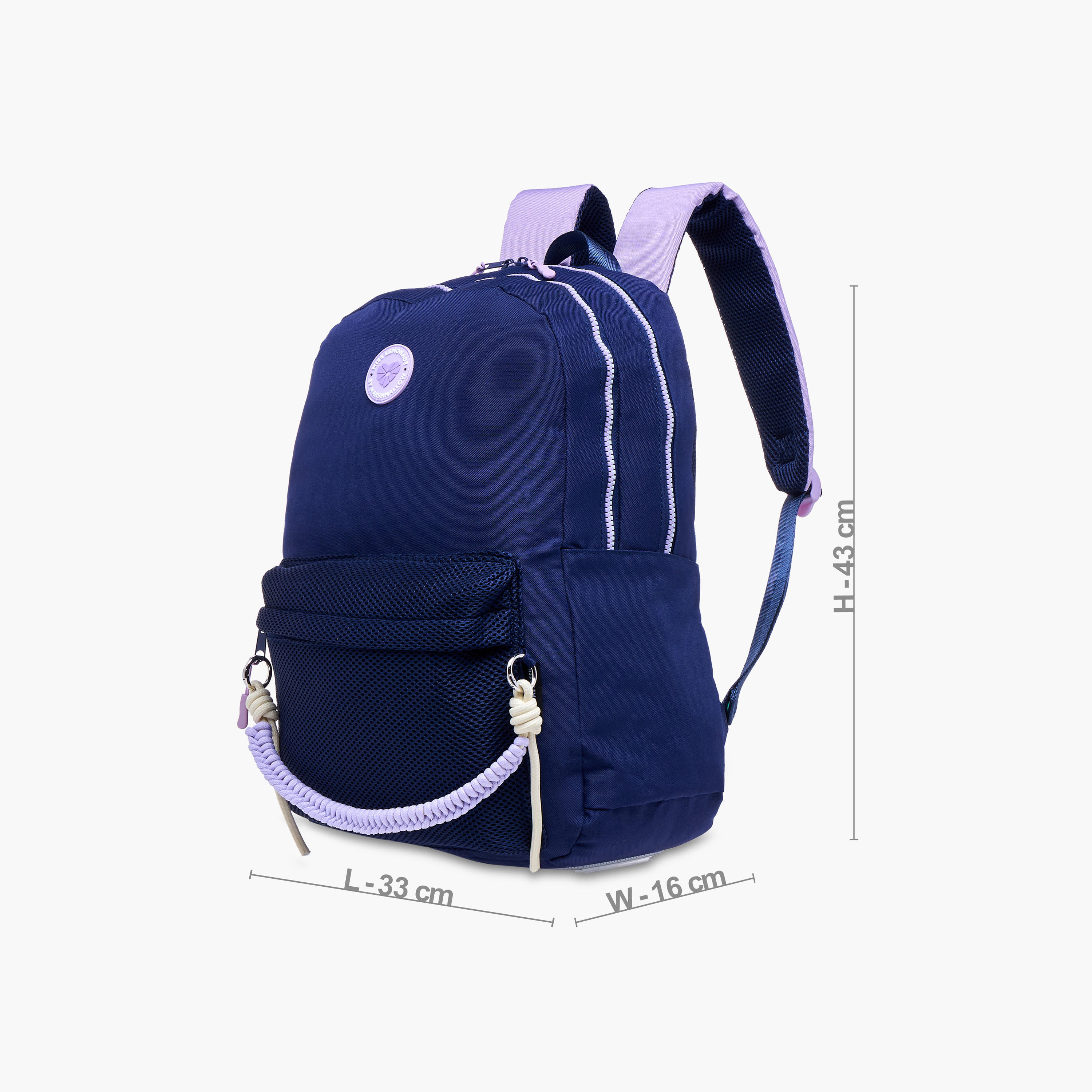 MISS LEMONADE Meshy Solid Backpack with Adjustable Straps and Zip Closure - 33x43x16 cms-school-bagsandbackpacks-backpacks-image-4