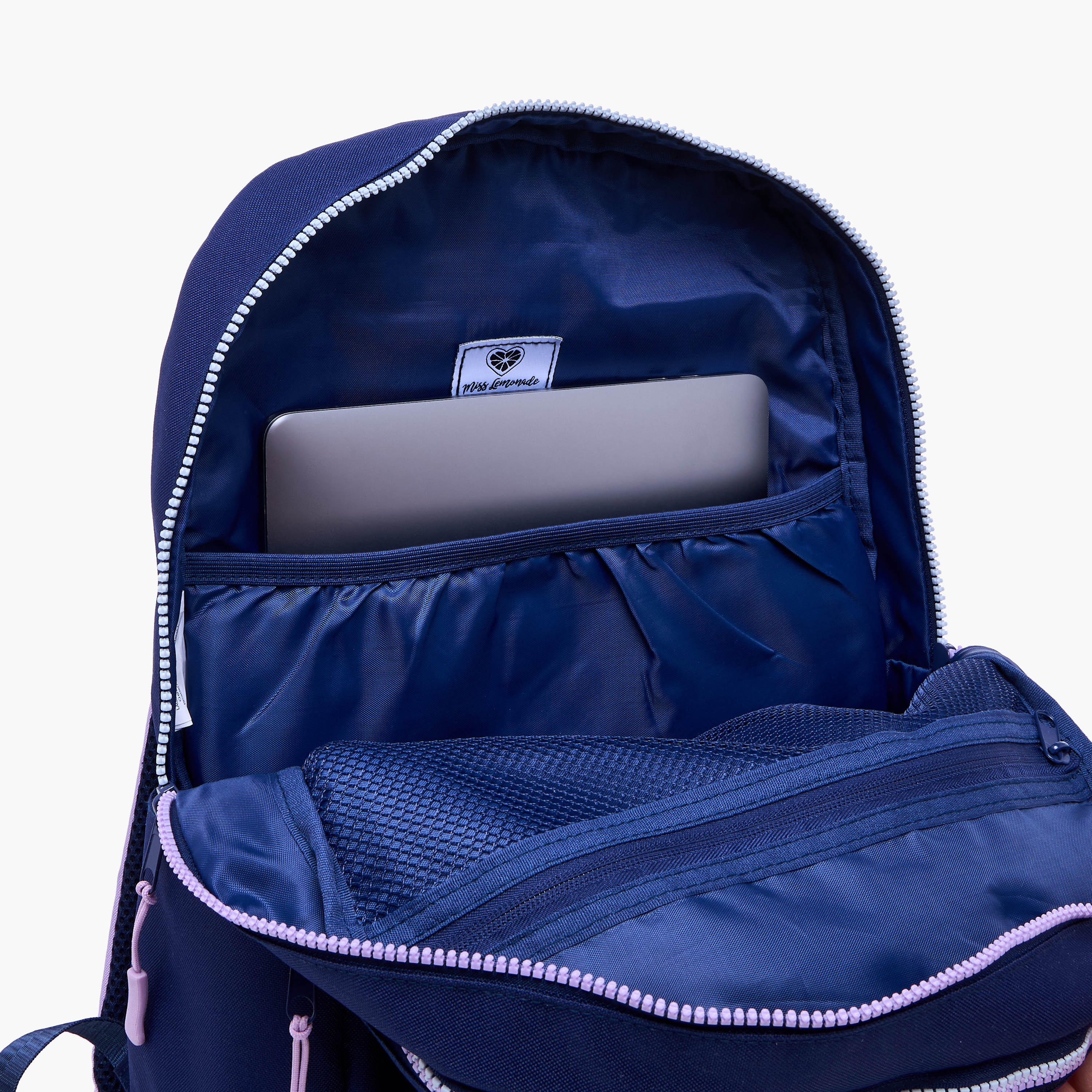 MISS LEMONADE Meshy Solid Backpack with Adjustable Straps and Zip Closure - 33x43x16 cms-school-bagsandbackpacks-backpacks-image-11