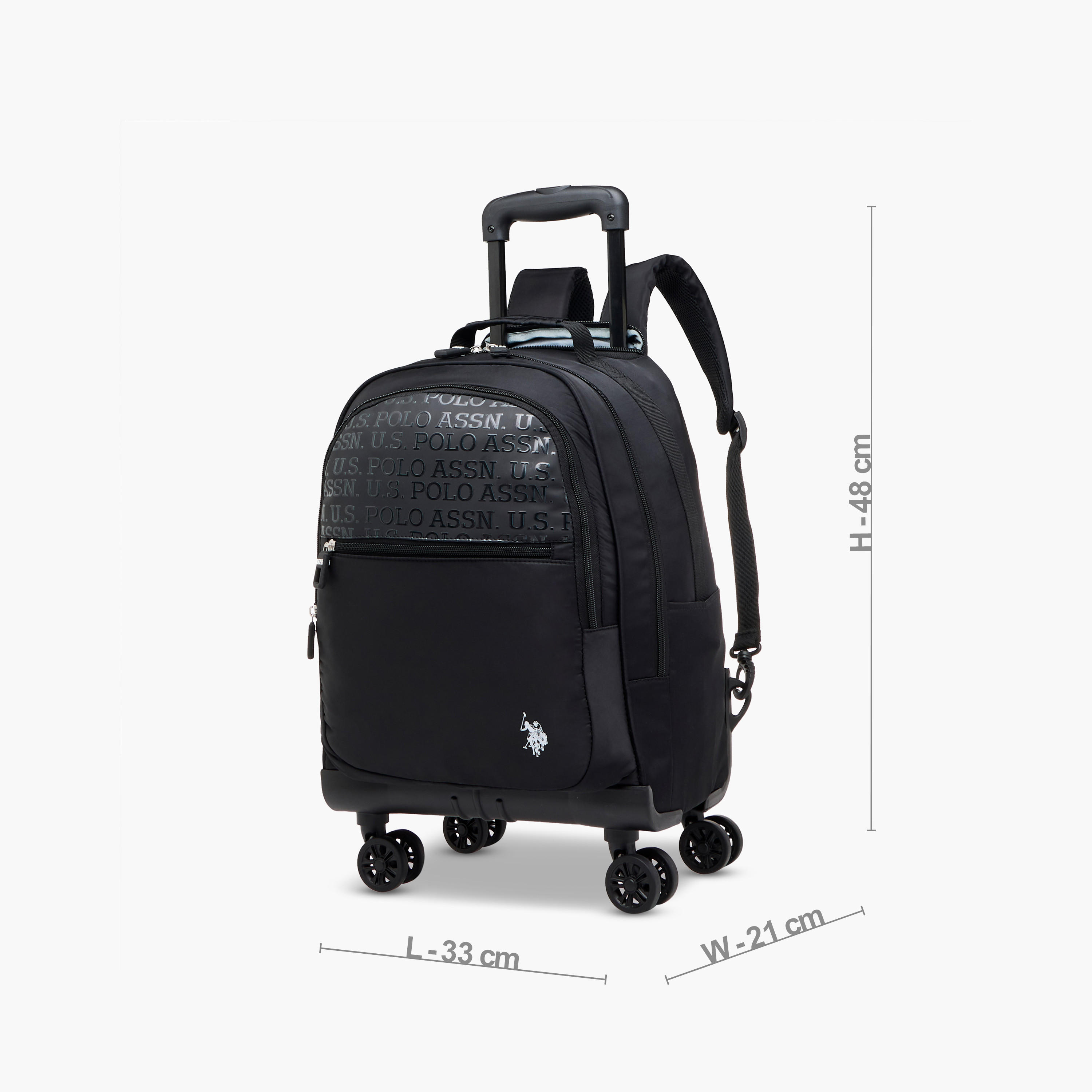 US POLO ASSN. Solid Trolley Bag for Kids 8-13 Years with Front Pocket – 18 inches-school-bagsandbackpacks-trolleybags-image-2