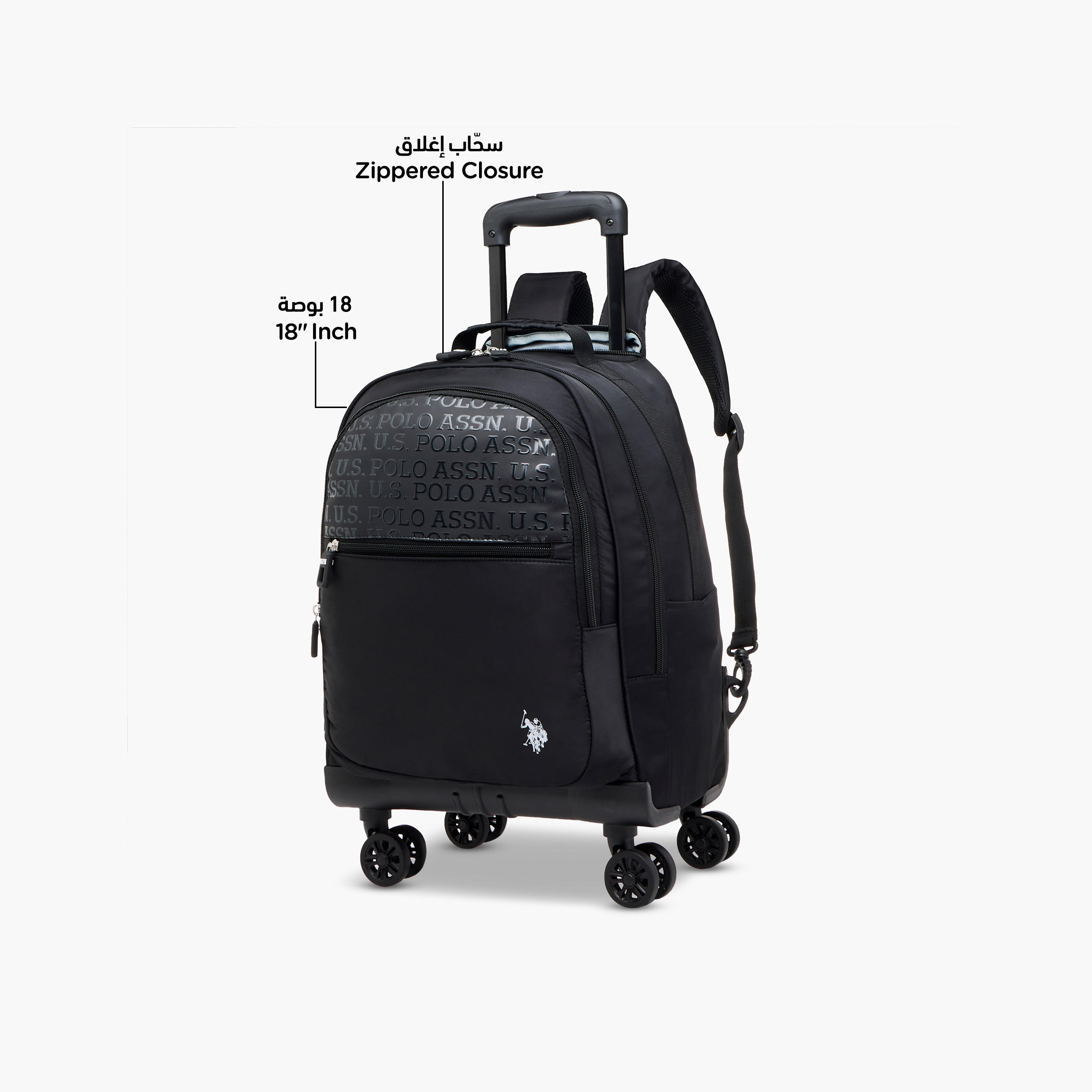 US POLO ASSN. Solid Trolley Bag for Kids 8-13 Years with Front Pocket – 18 inches-school-bagsandbackpacks-trolleybags-image-6