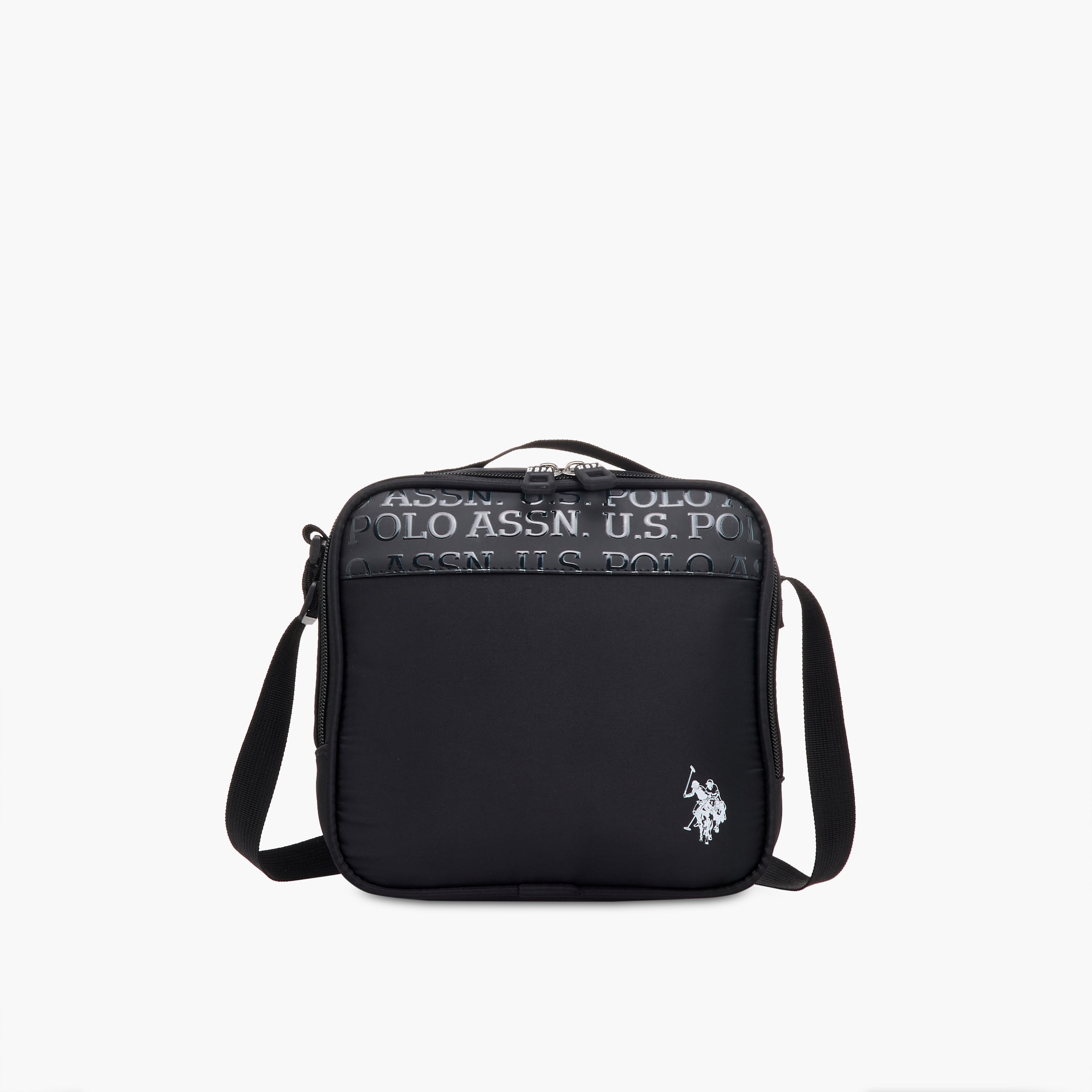 US POLO ASSN. Logo Print Lunch Bag with Zip Closure-school-lunchessentials-lunchbags-image-1