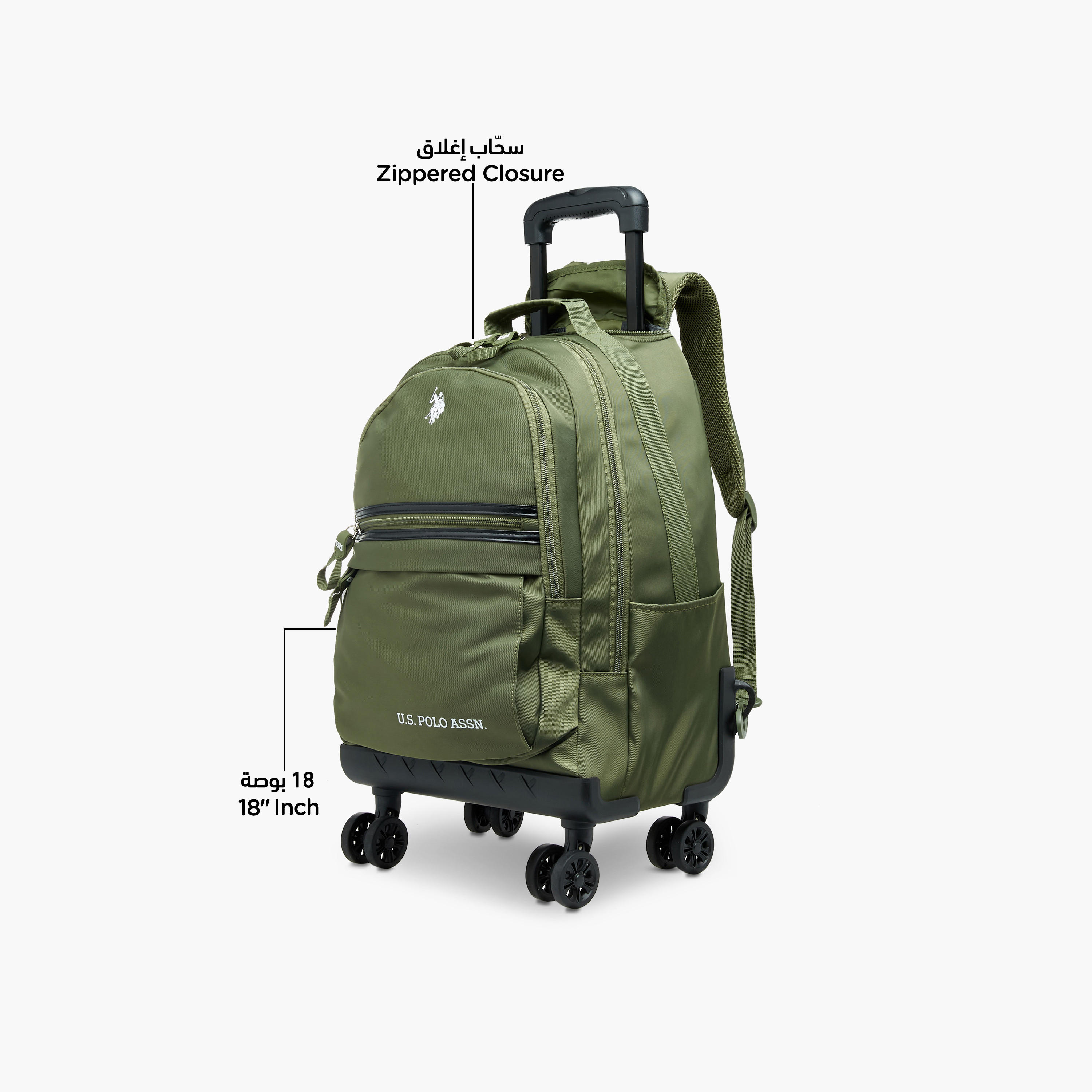 US POLO ASSN. Solid Trolley Bag for Kids 8-13 Years with Front Pocket – 18 inches-school-bagsandbackpacks-trolleybags-image-6