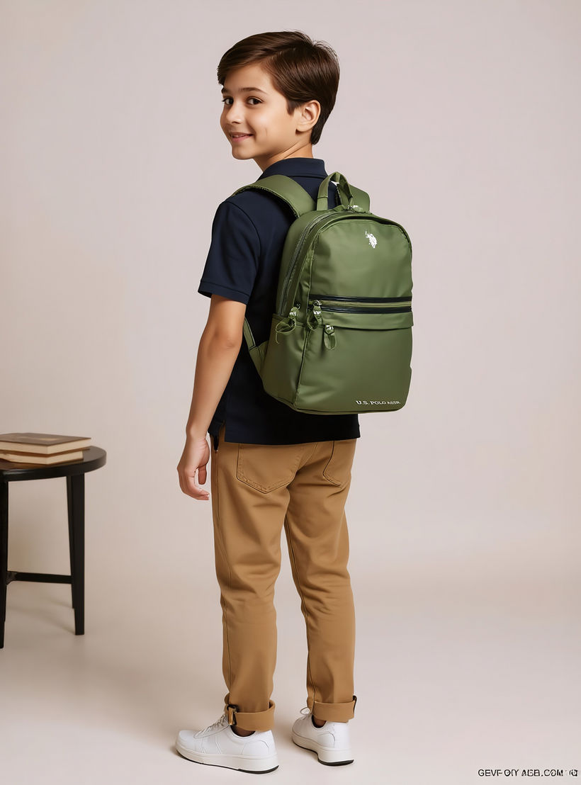 شنطة ظهر بتفاصيل شعار وأحزمة كتف قابلة للتعديل من يو إس بولو أسن - 46x30x12 سم-school-bagsandbackpacks-backpacks-image-2