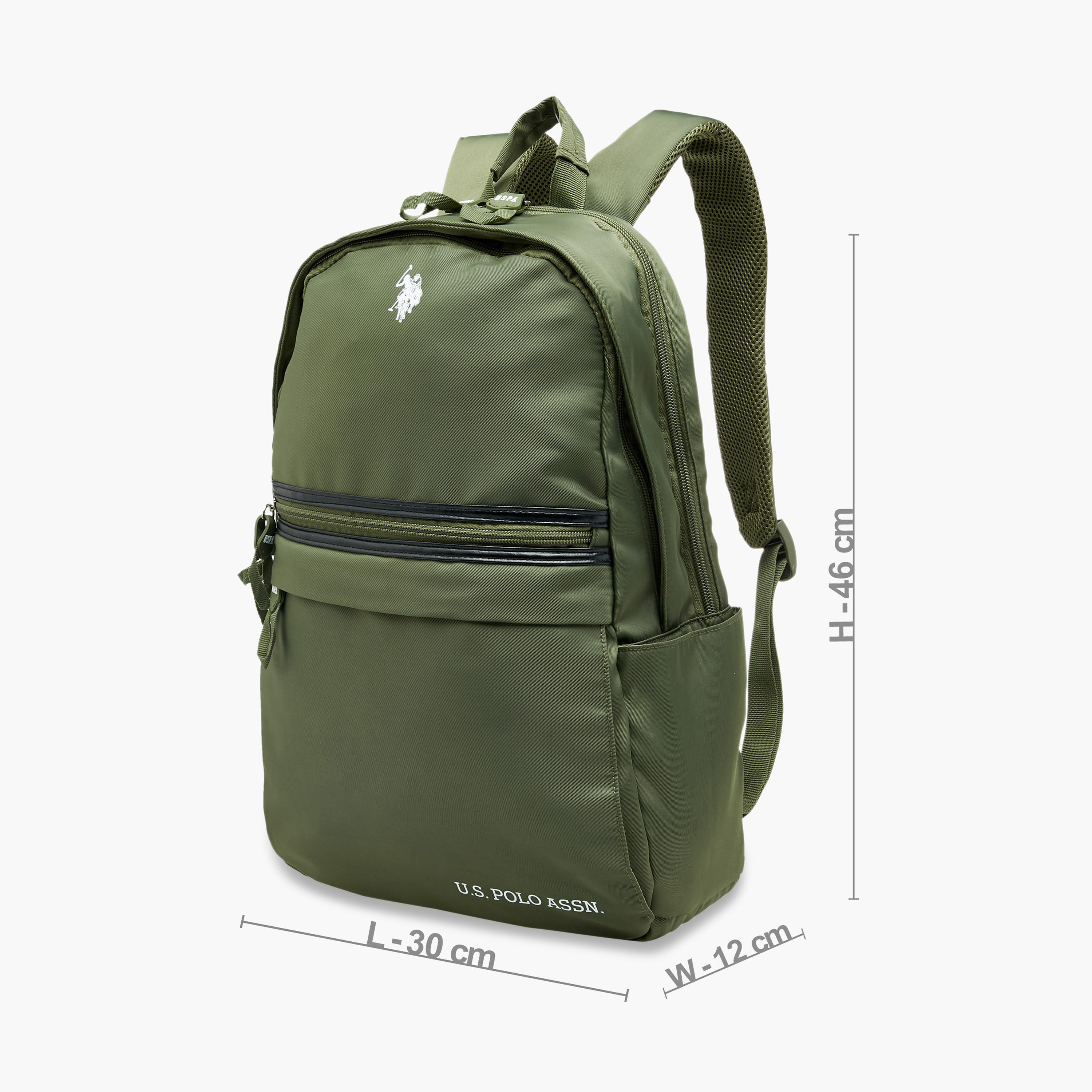 شنطة ظهر بتفاصيل شعار وأحزمة كتف قابلة للتعديل من يو إس بولو أسن - 46x30x12 سم-school-bagsandbackpacks-backpacks-image-4