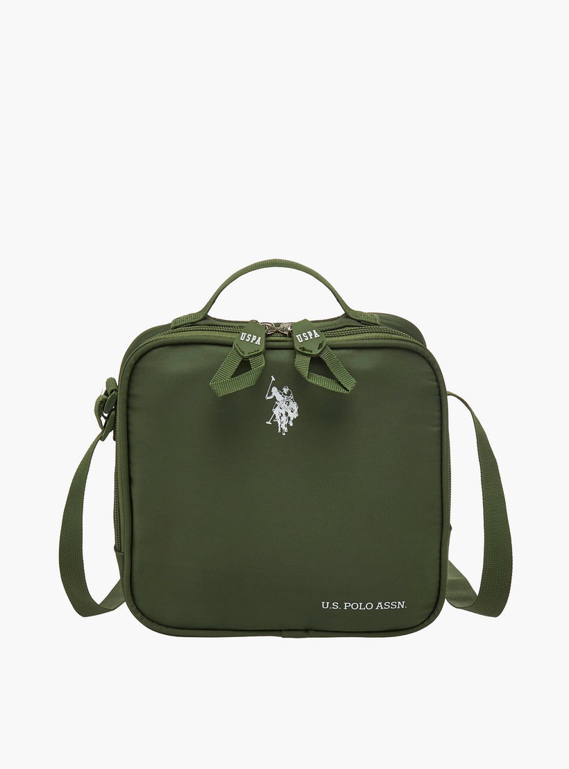 US POLO ASSN. Logo Print Lunch Bag with Zip Closure-school-lunchessentials-lunchbags-image-1