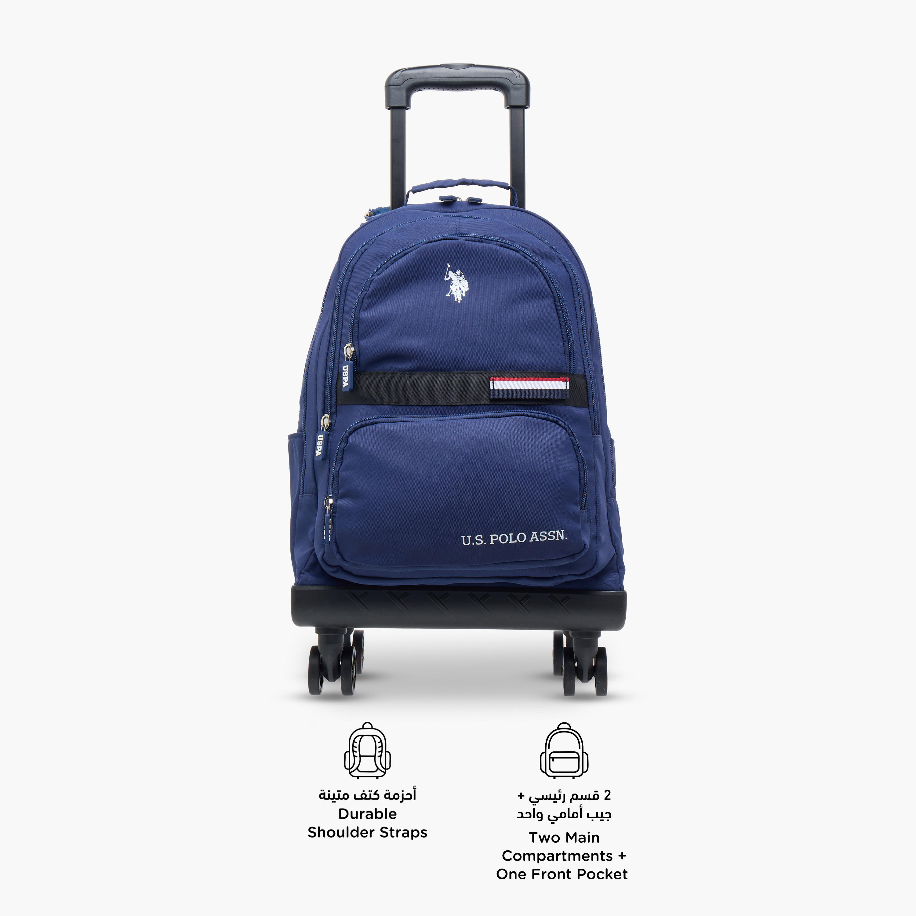 US POLO ASSN. Solid 18-inch Trolley Backpack with Retractable Handle - 46x30x21 cms-school-bagsandbackpacks-trolleybags-image-4