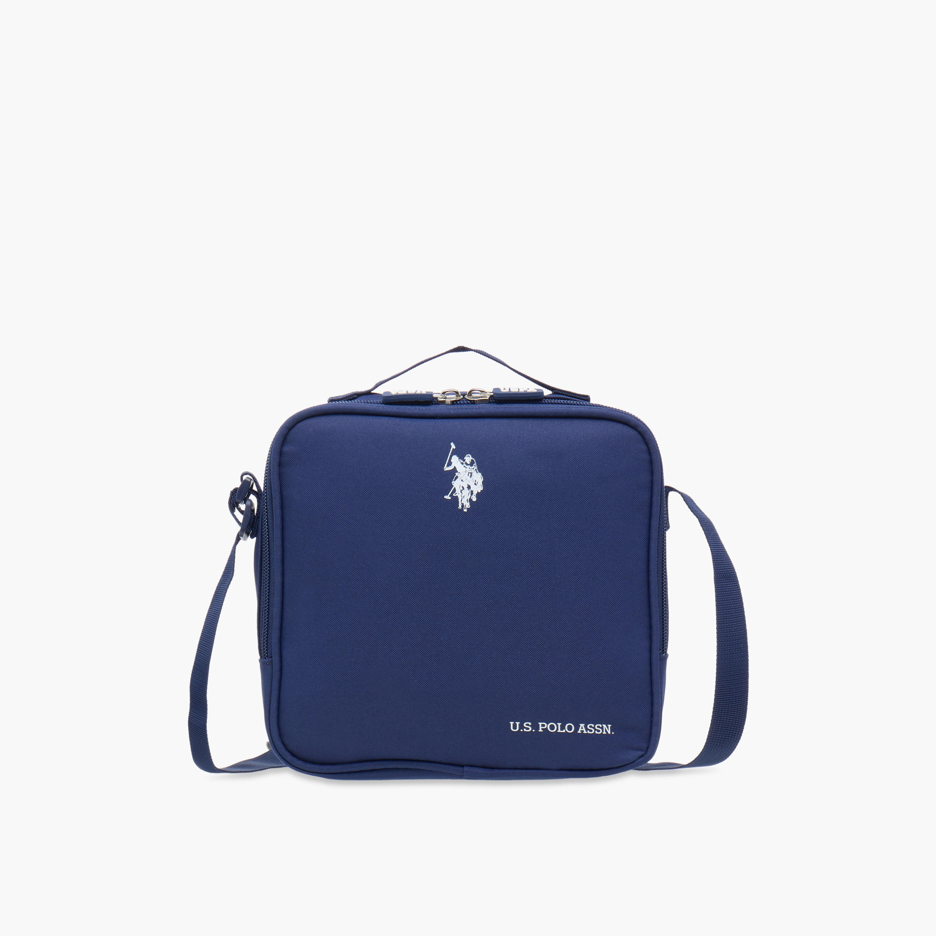 US POLO ASSN.Logo Print Lunch Bag with Zip Closure-school-lunchessentials-lunchbags-image-1
