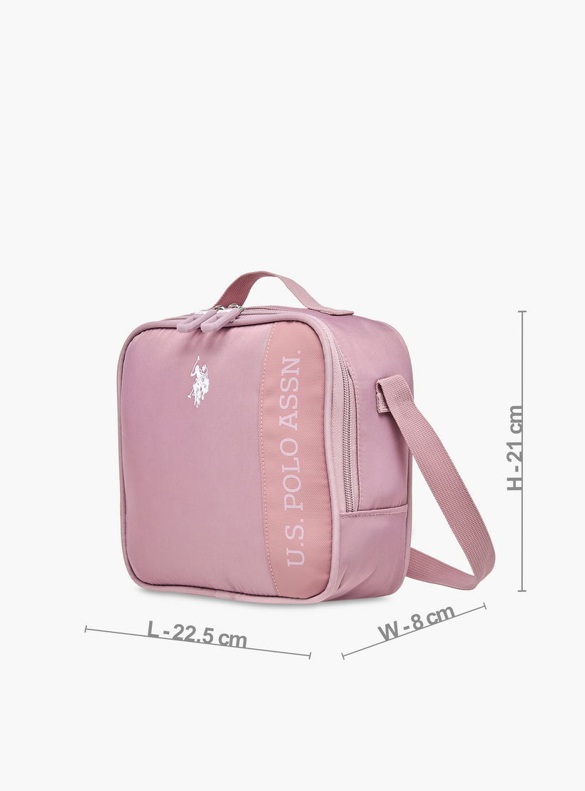 US Polo ASSN. Logo Print Lunch Bag with Zip Closure-school-lunchessentials-lunchbags-image-2