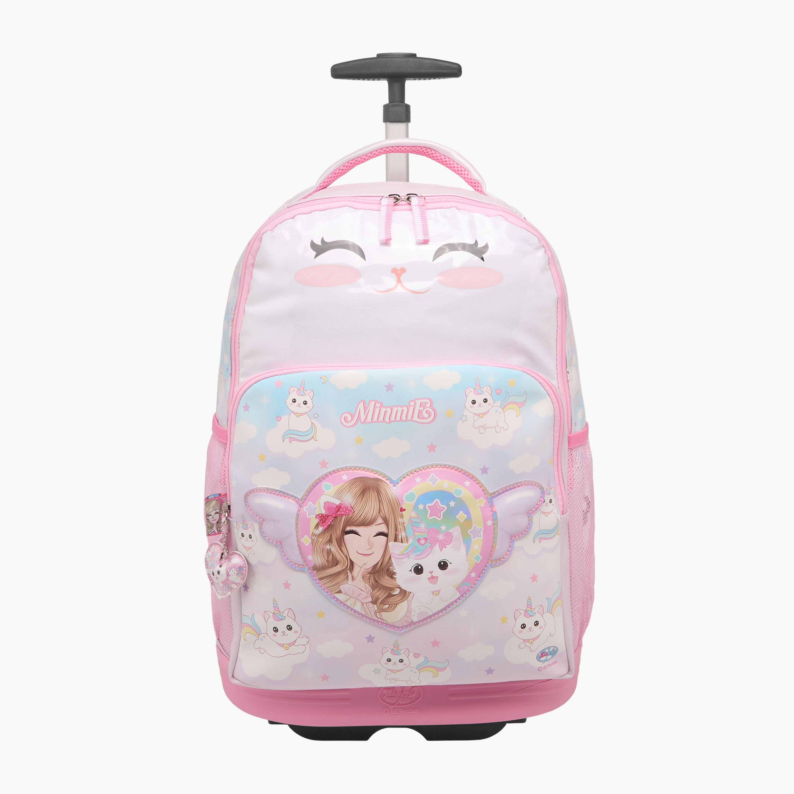 Minmie Cats Trolley Bag for Girls 5-8 Years with Retractable Handle – 18 inches-school-bagsandbackpacks-trolleybags-image-1