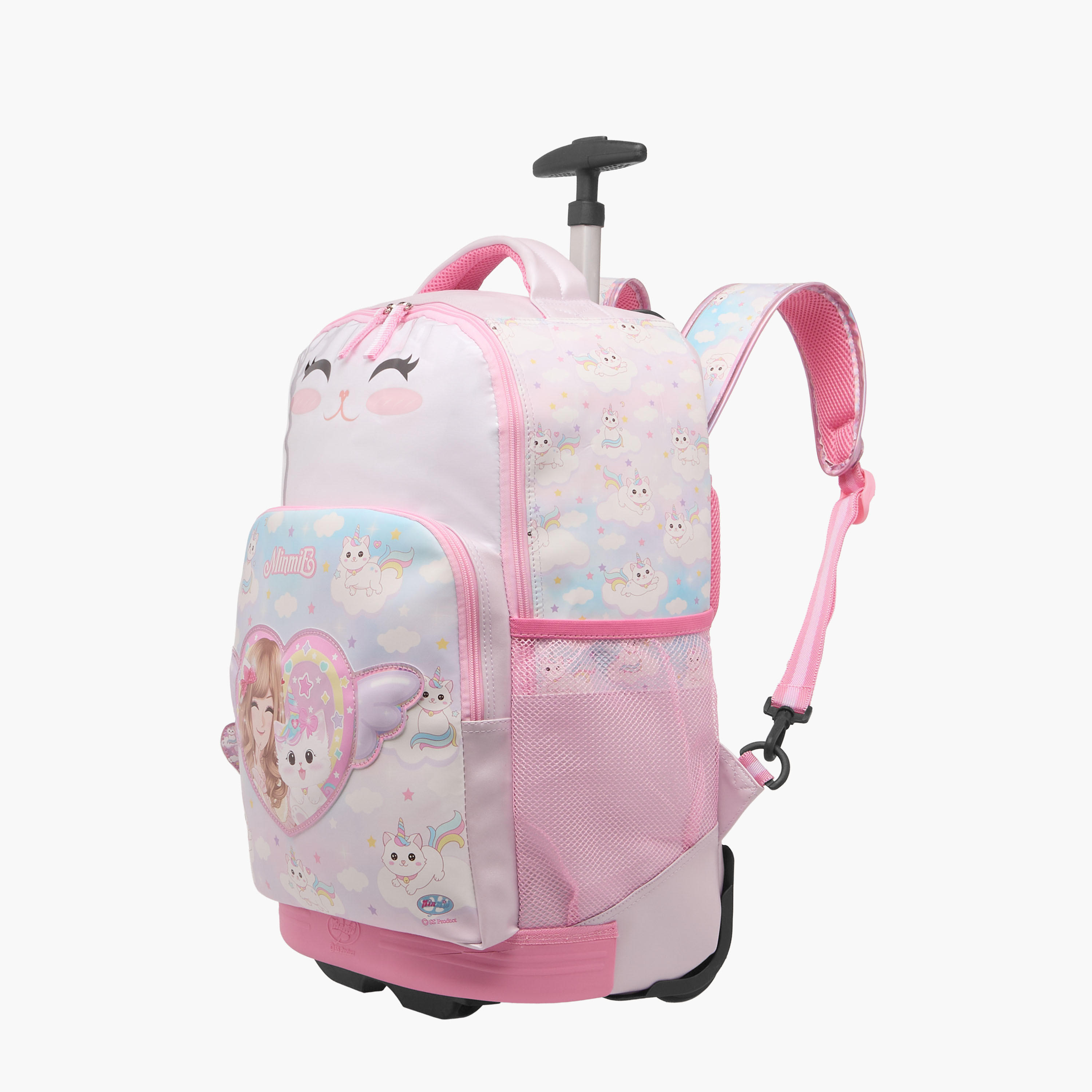 Minmie Cats Trolley Bag for Girls 5-8 Years with Retractable Handle – 18 inches-school-bagsandbackpacks-trolleybags-image-3