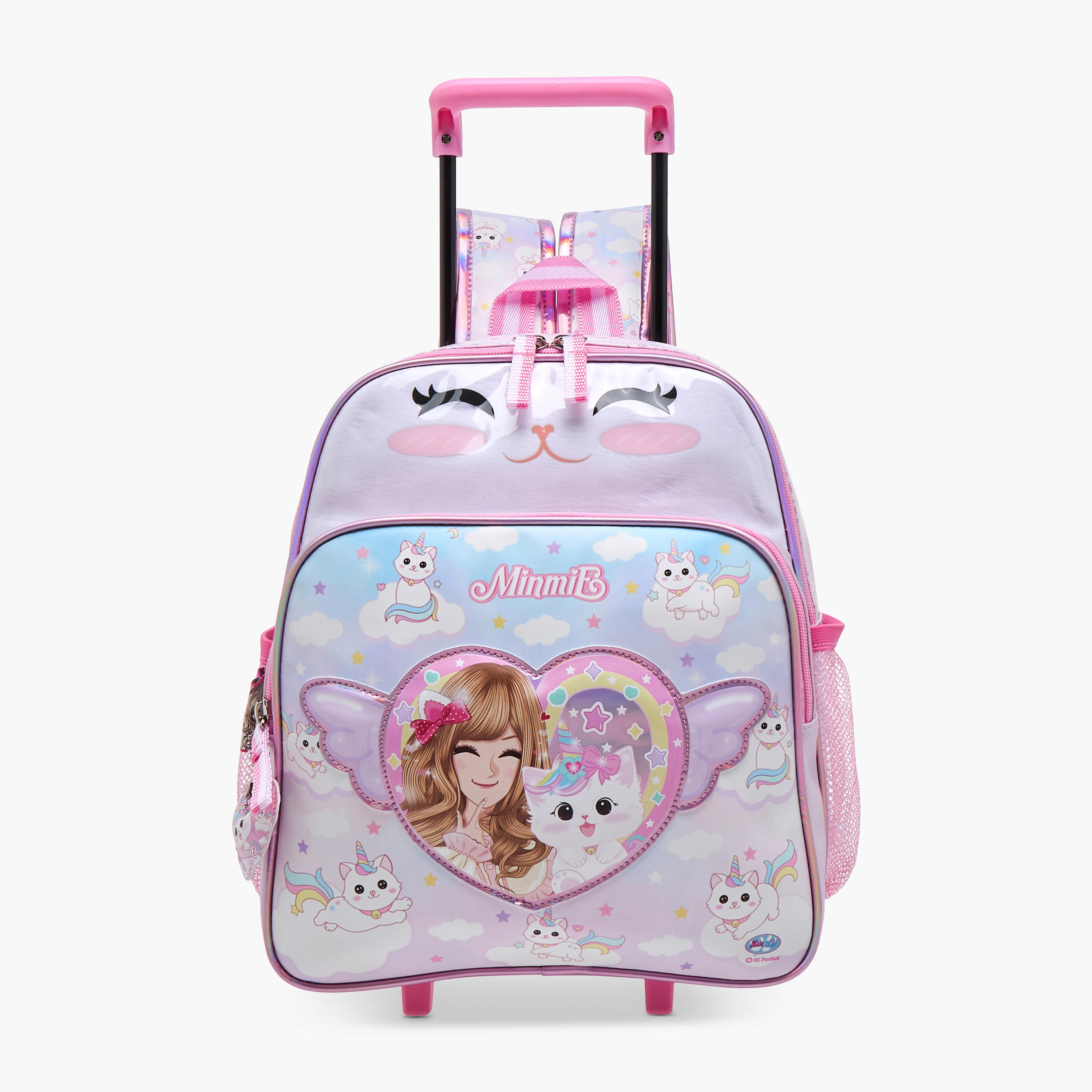 Minmie Cats Trolley Bag for Girls 5-8 Years with Retractable Handle – 12 inches-school-bagsandbackpacks-trolleybags-image-1