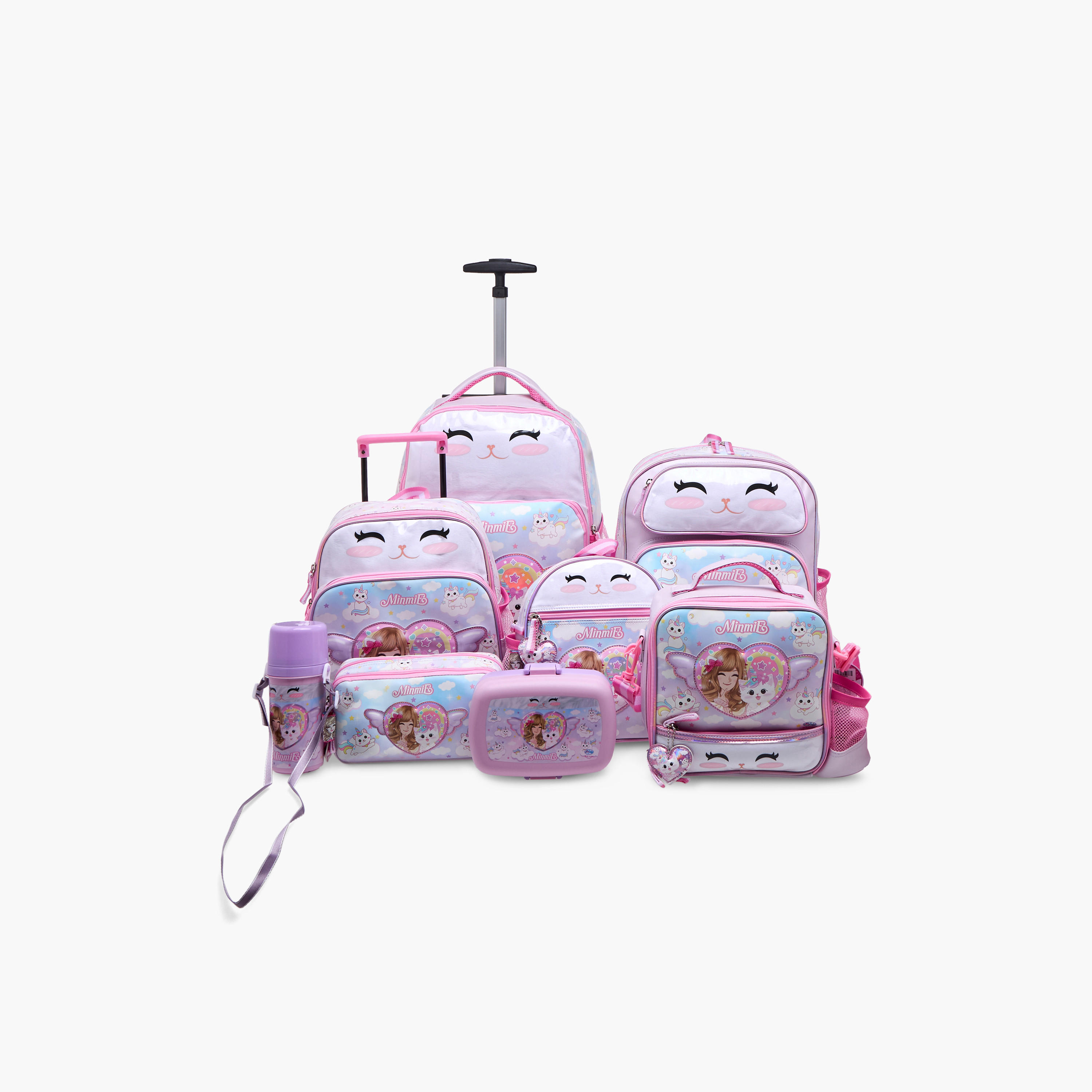 Minmie Cats Trolley Bag for Girls 5-8 Years with Retractable Handle – 12 inches-school-bagsandbackpacks-trolleybags-image-14