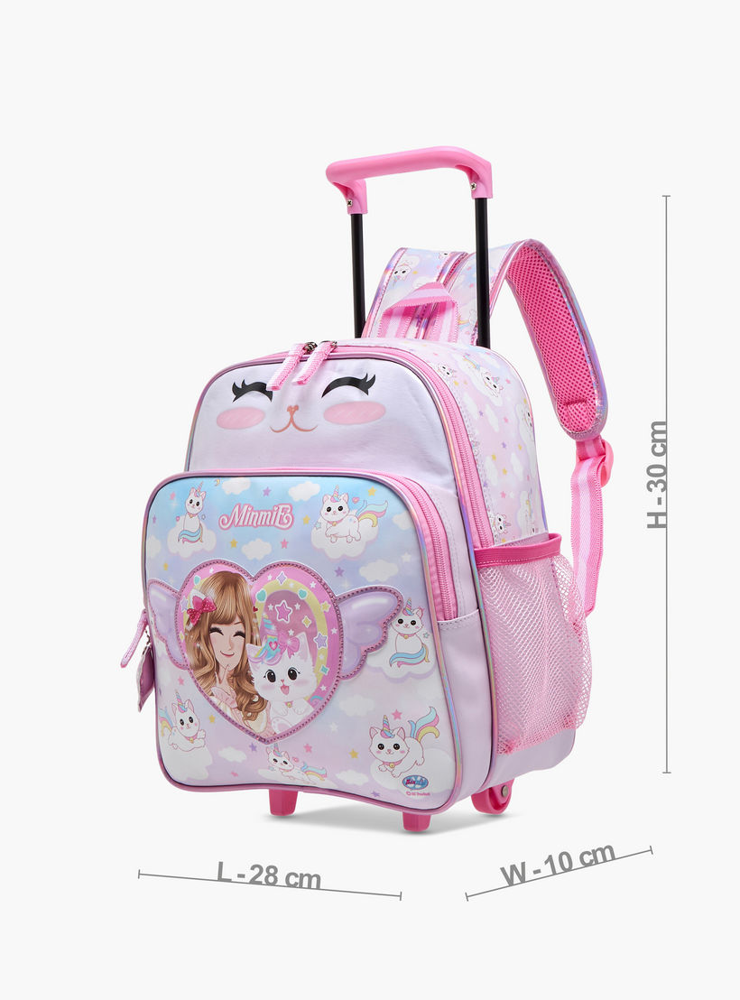 Minmie Cats Trolley Bag for Girls 5-8 Years with Retractable Handle – 12 inches-school-bagsandbackpacks-trolleybags-image-2