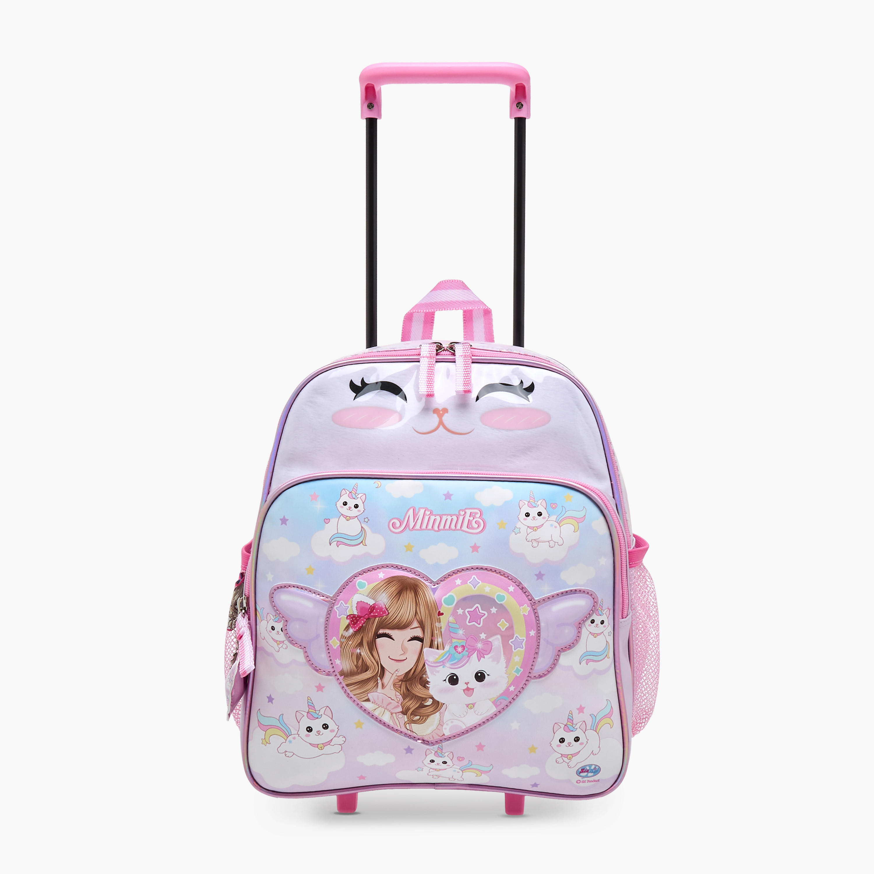 Minmie Cats Trolley Bag for Girls 5-8 Years with Retractable Handle – 12 inches-school-bagsandbackpacks-trolleybags-image-7