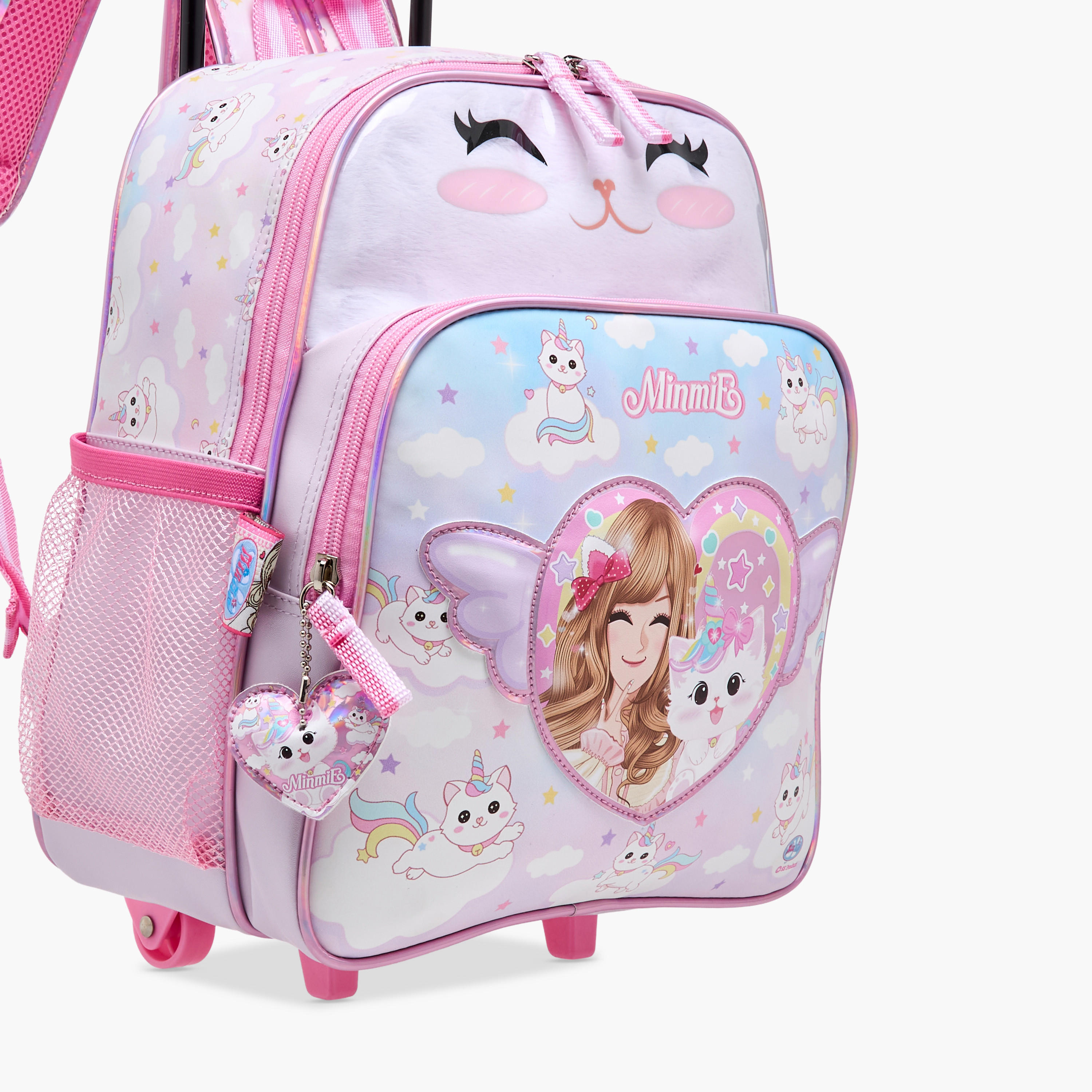 Minmie Cats Trolley Bag for Girls 5-8 Years with Retractable Handle – 12 inches-school-bagsandbackpacks-trolleybags-image-9
