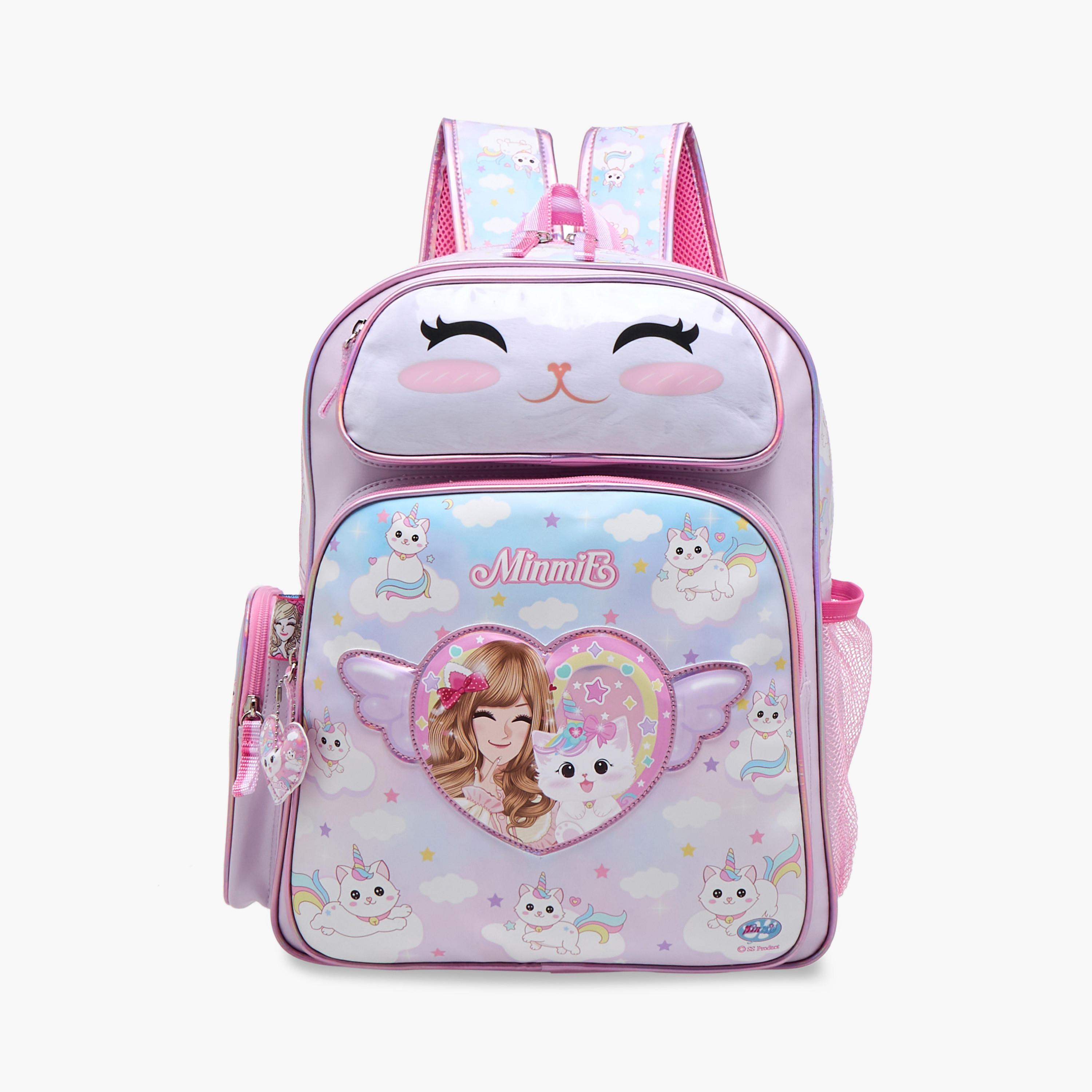 Minmie Caticorn Print 16-inch Backpack with Adjustable Shoulder Straps - 31x13x40 cms-school-bagsandbackpacks-backpacks-image-1