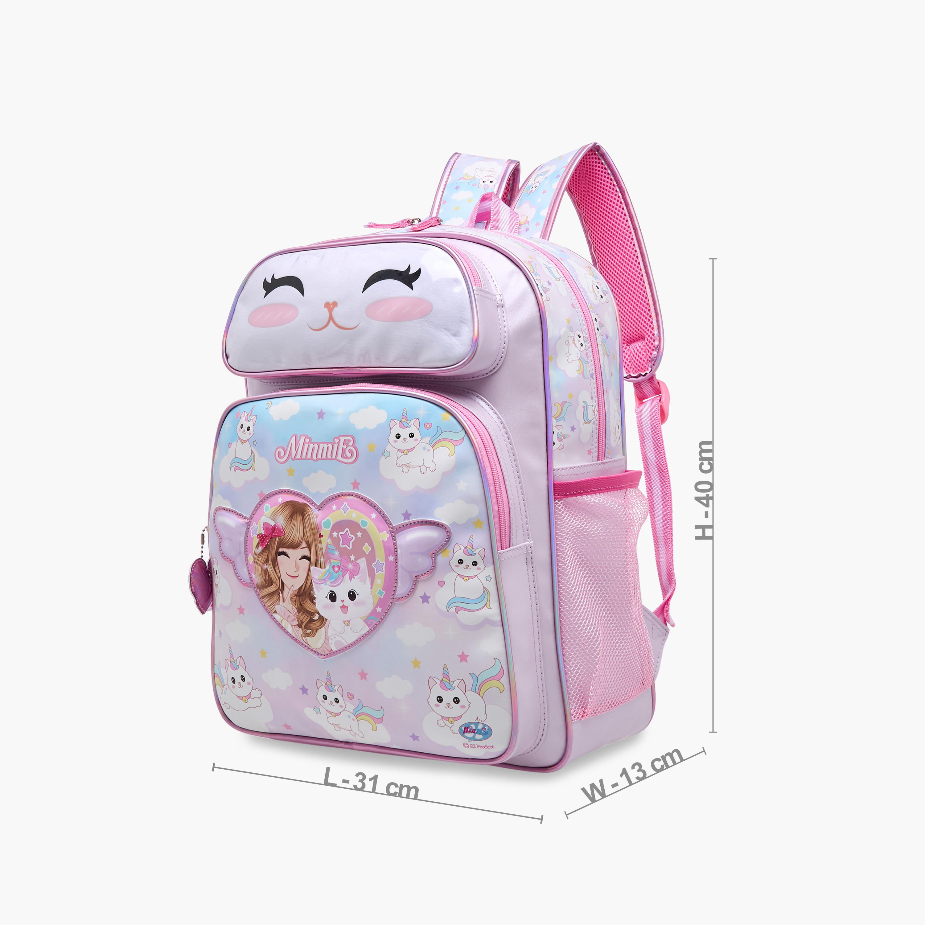 Minmie Caticorn Print 16-inch Backpack with Adjustable Shoulder Straps - 31x13x40 cms-school-bagsandbackpacks-backpacks-image-2