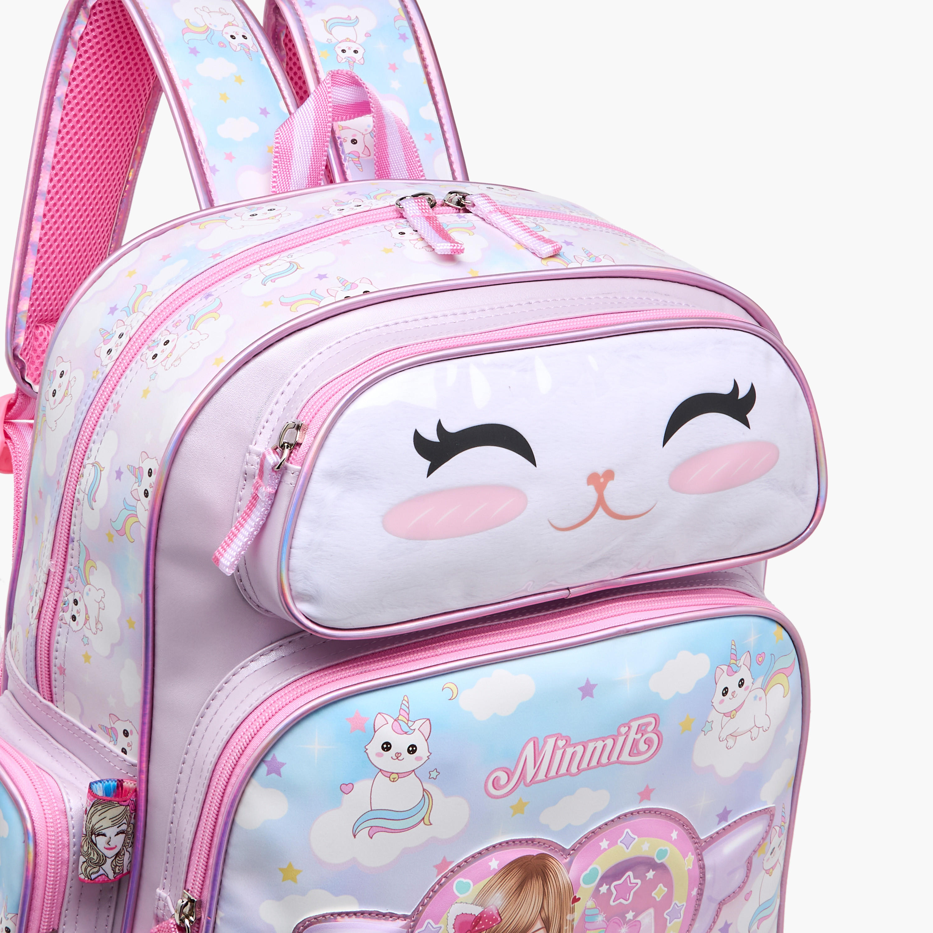 Minmie Caticorn Print 16-inch Backpack with Adjustable Shoulder Straps - 31x13x40 cms-school-bagsandbackpacks-backpacks-image-7
