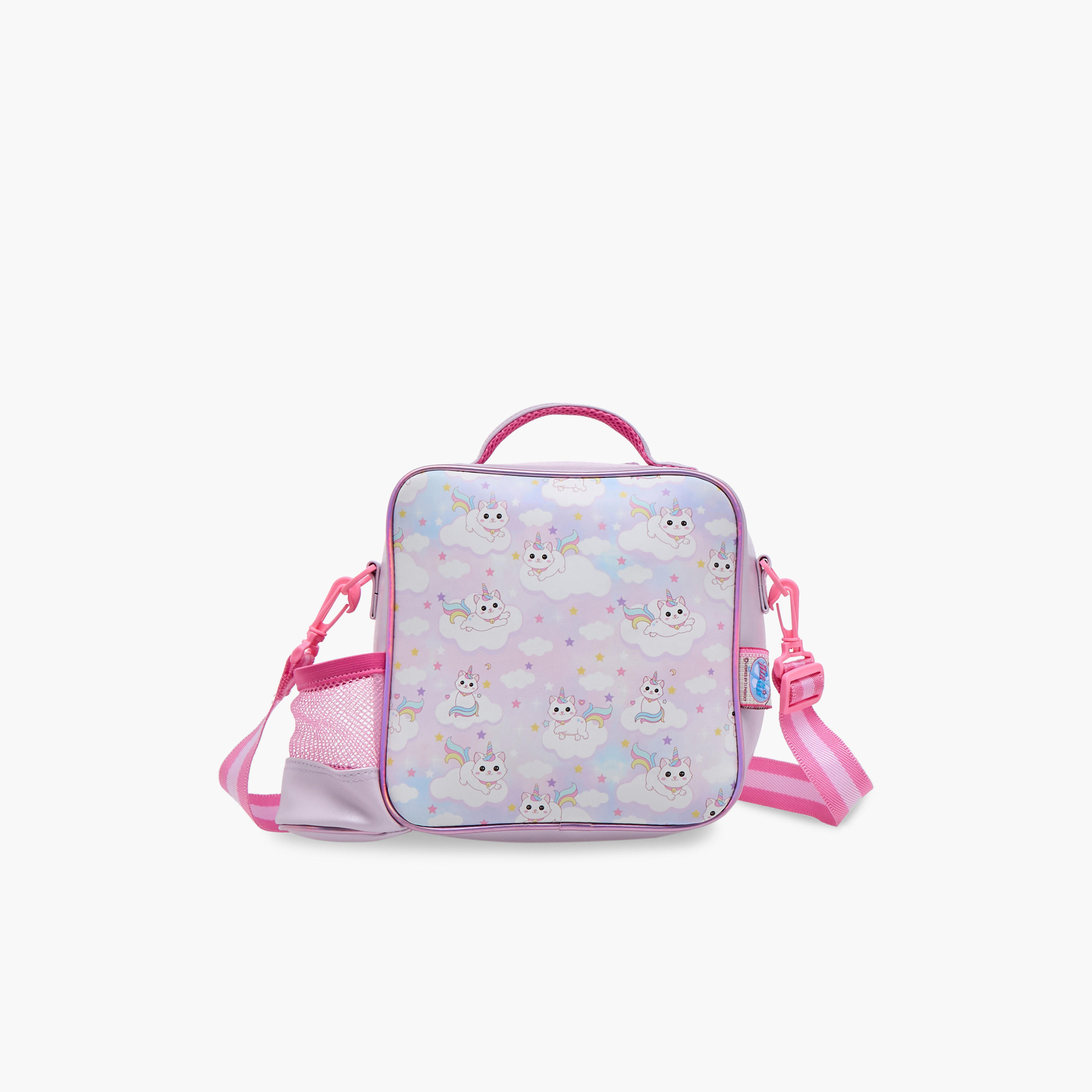 Minmie Caticon Print Lunch Bag with Handle and Zip Closure-school-lunchessentials-lunchbags-image-3