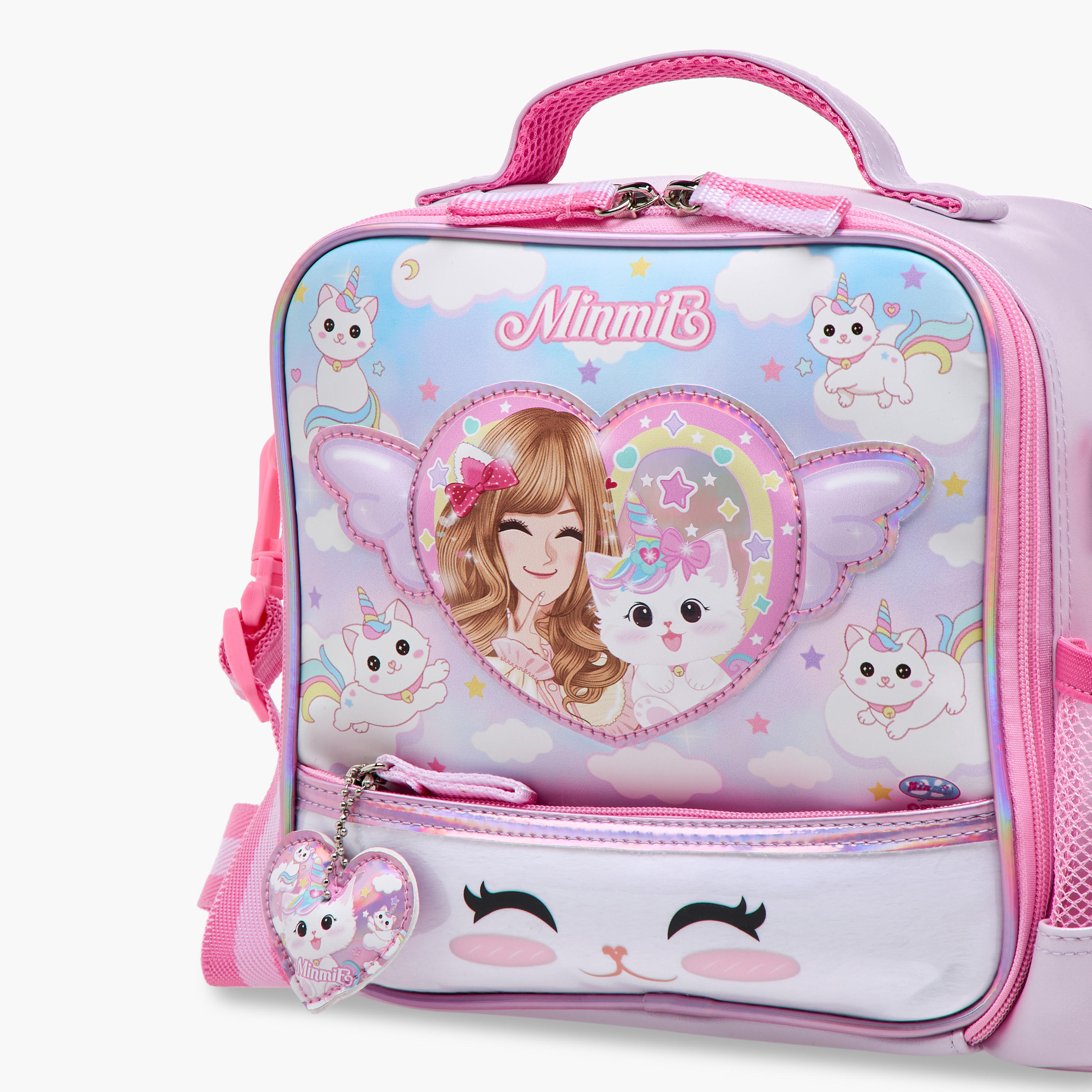 Minmie Caticon Print Lunch Bag with Handle and Zip Closure-school-lunchessentials-lunchbags-image-5