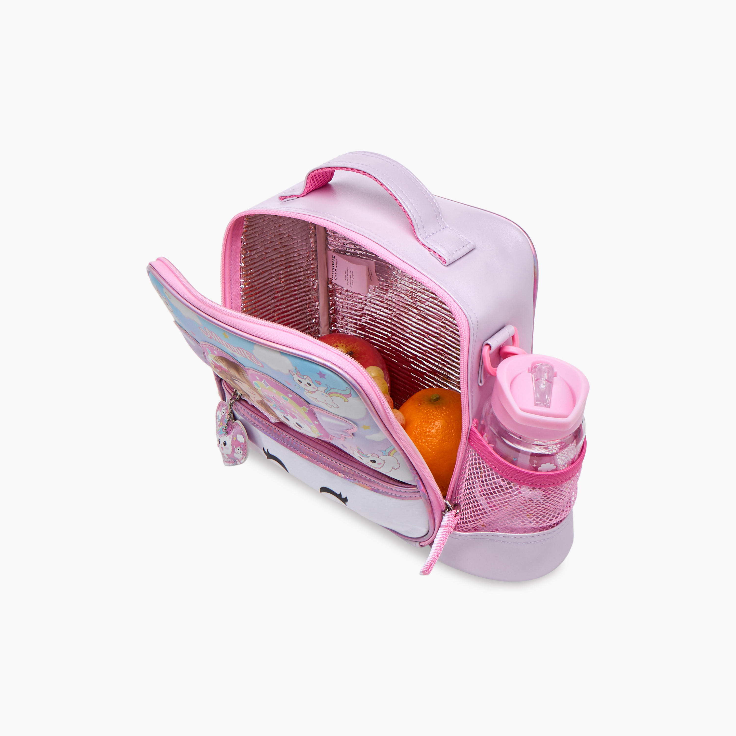 Minmie Caticon Print Lunch Bag with Handle and Zip Closure-school-lunchessentials-lunchbags-image-7