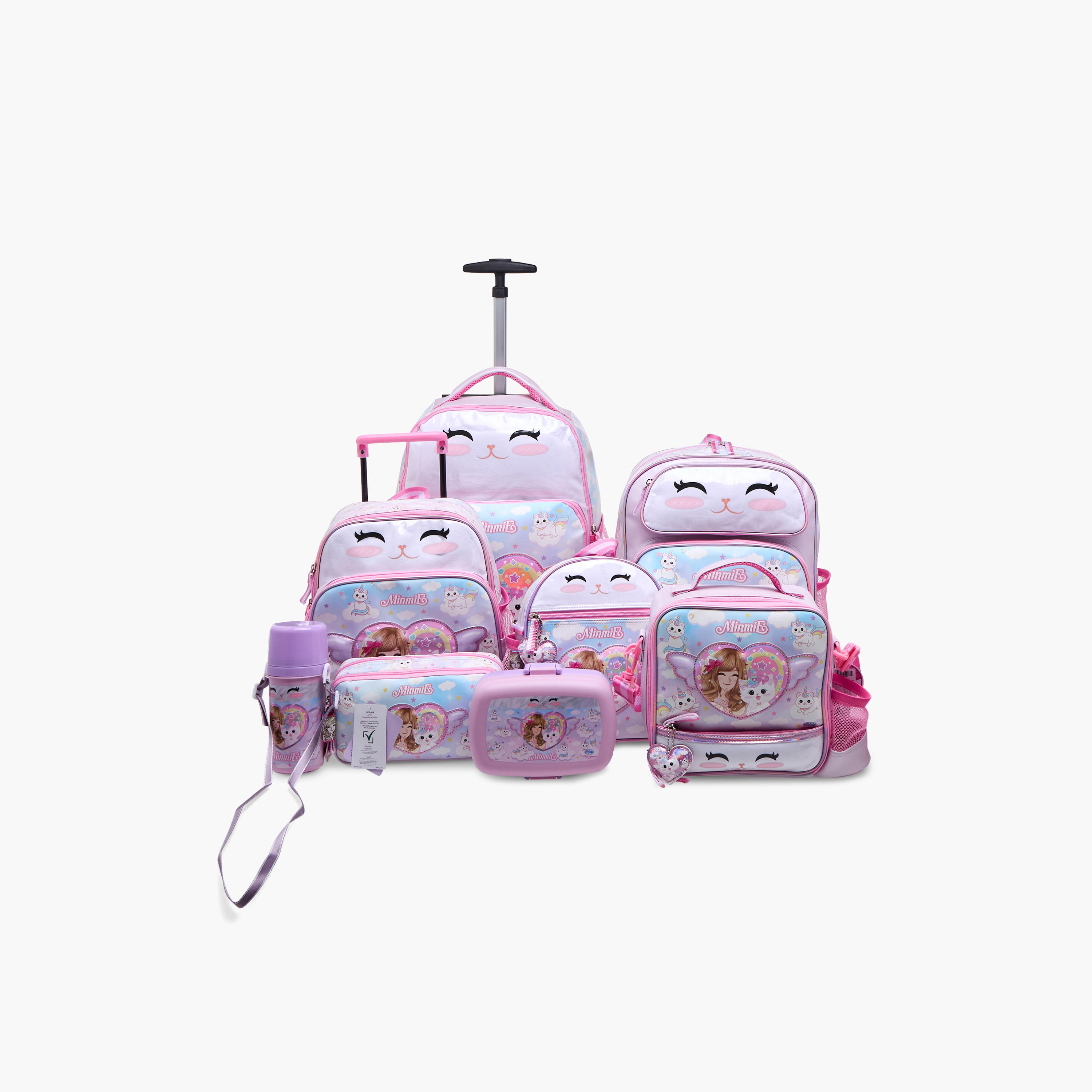 Minmie Caticon Print Lunch Bag with Handle and Zip Closure-school-lunchessentials-lunchbags-image-9