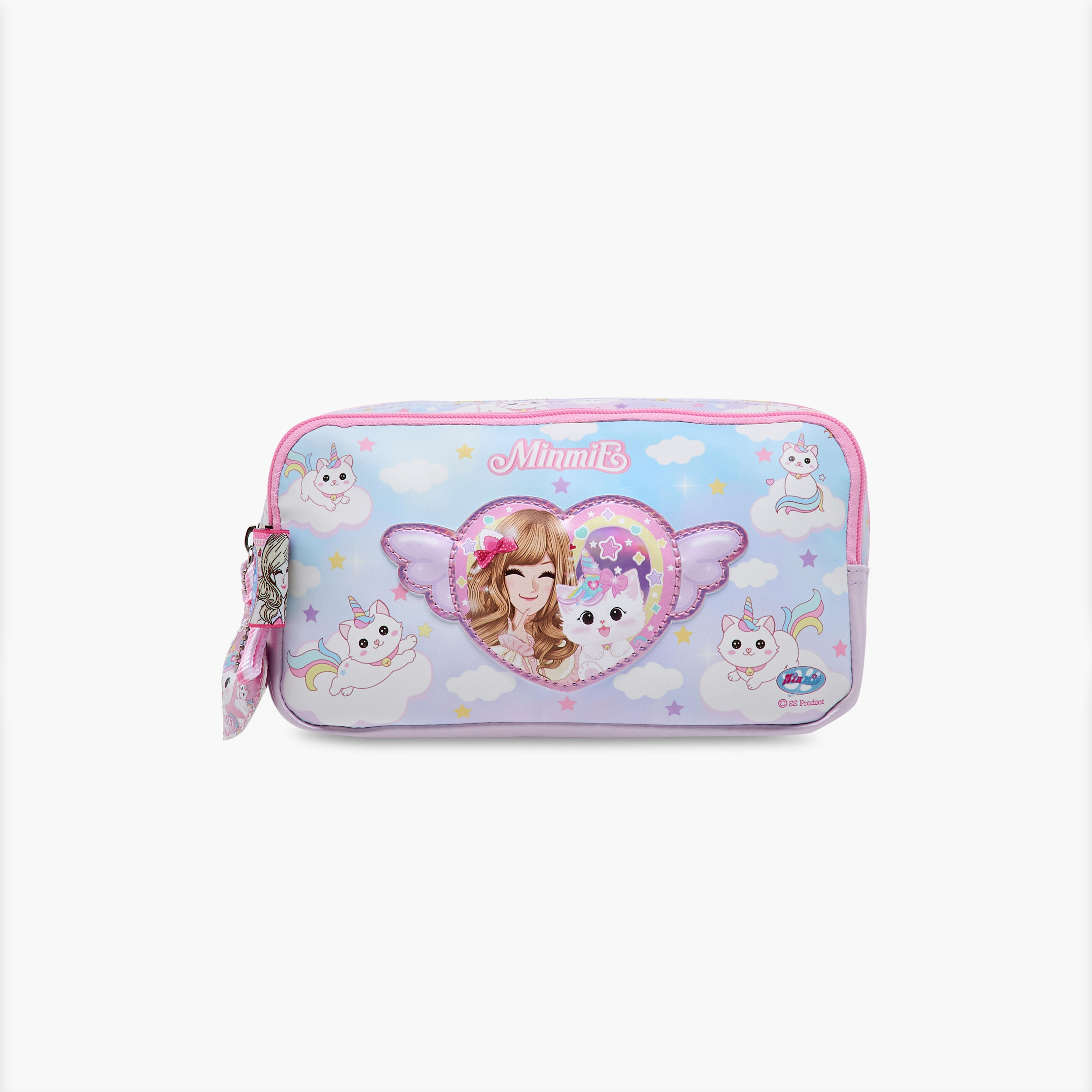 Minmie Caticorn Print Pencil Pouch with Zip Closure-school-stationery-pencilcases-image-1