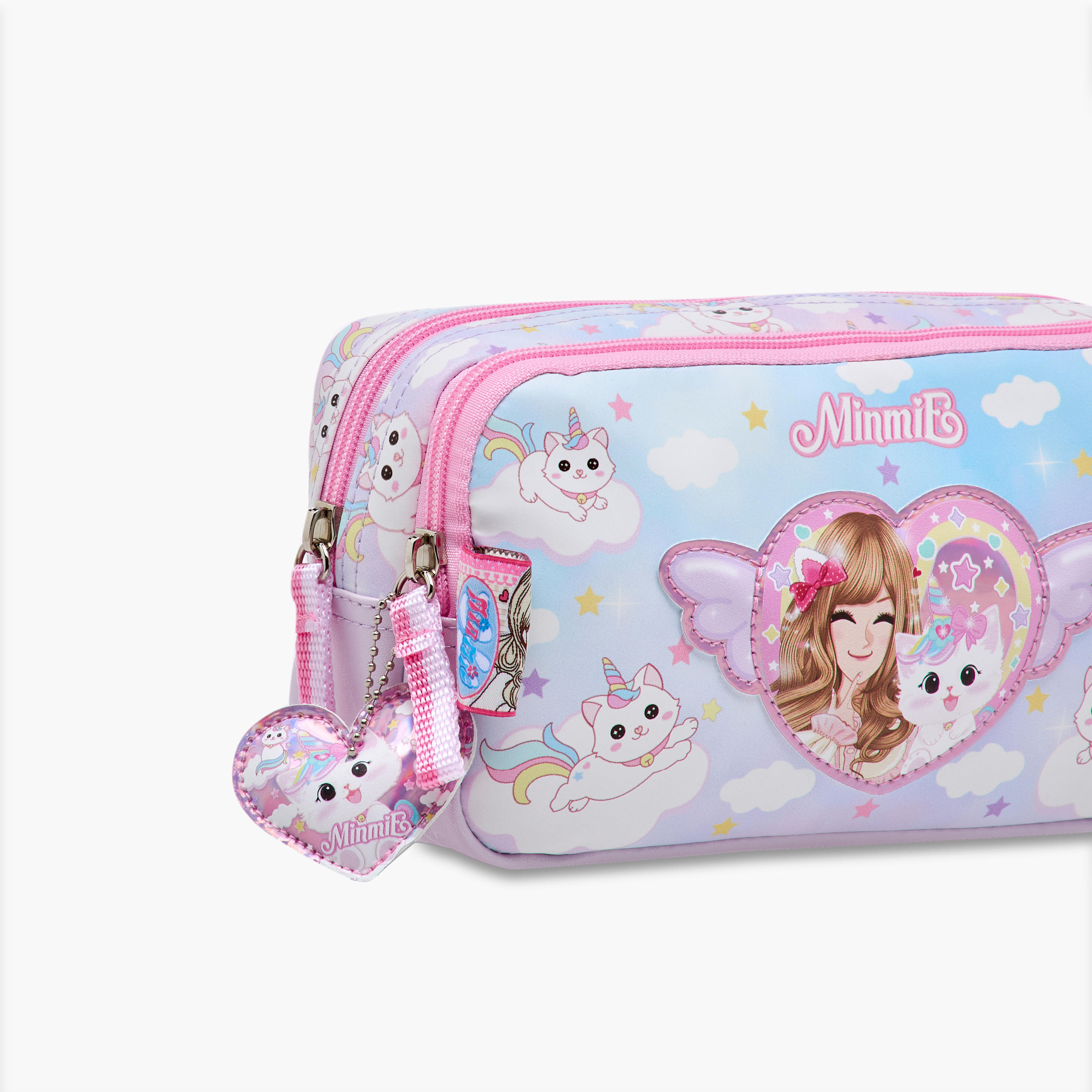 Minmie Caticorn Print Pencil Pouch with Zip Closure-school-stationery-pencilcases-image-4