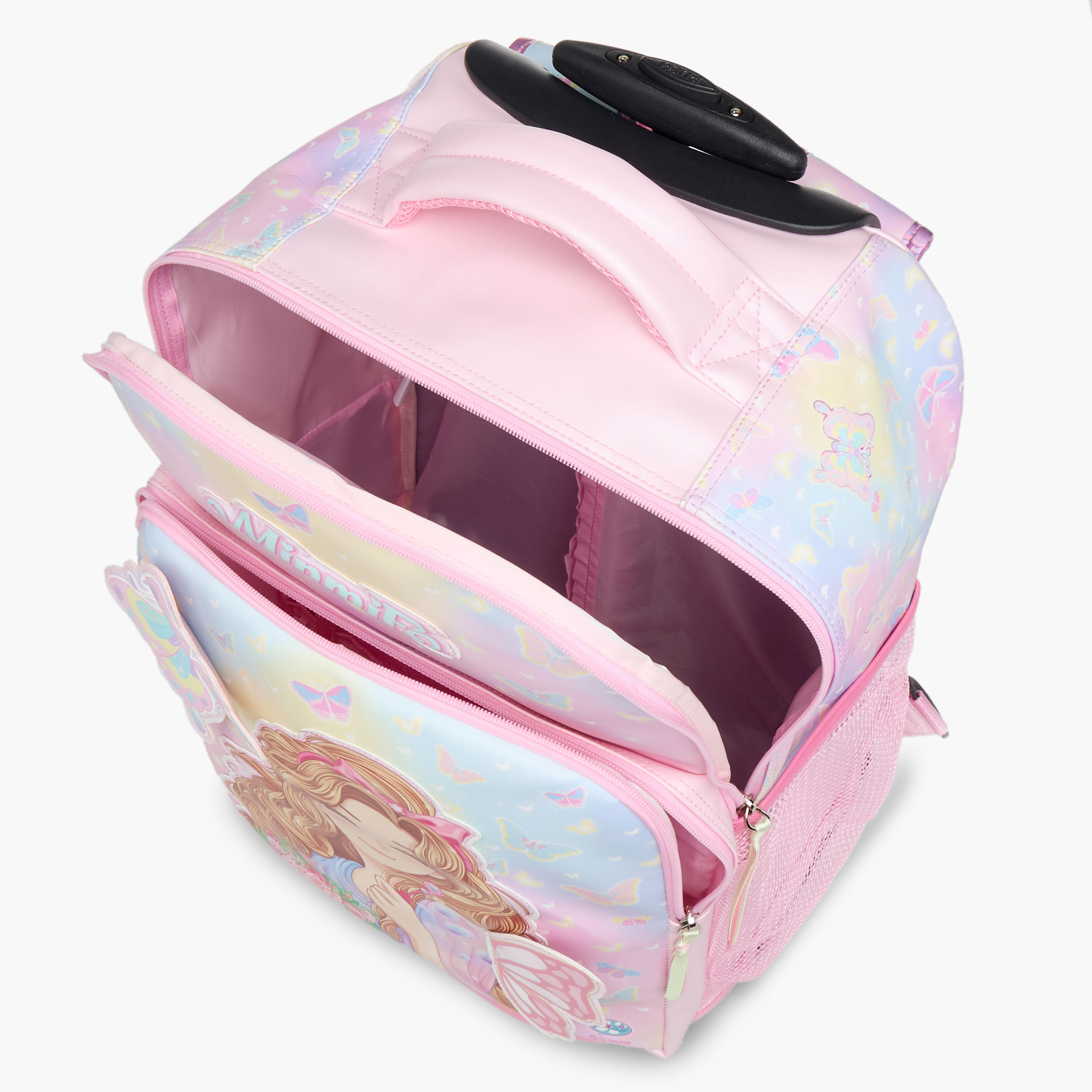 شنطة ترولي للبنات 5-8 سنوات بمقبض قابل للسحب وتصميم فراشة من مينمي - 18 بوصة-school-bagsandbackpacks-trolleybags-image-14