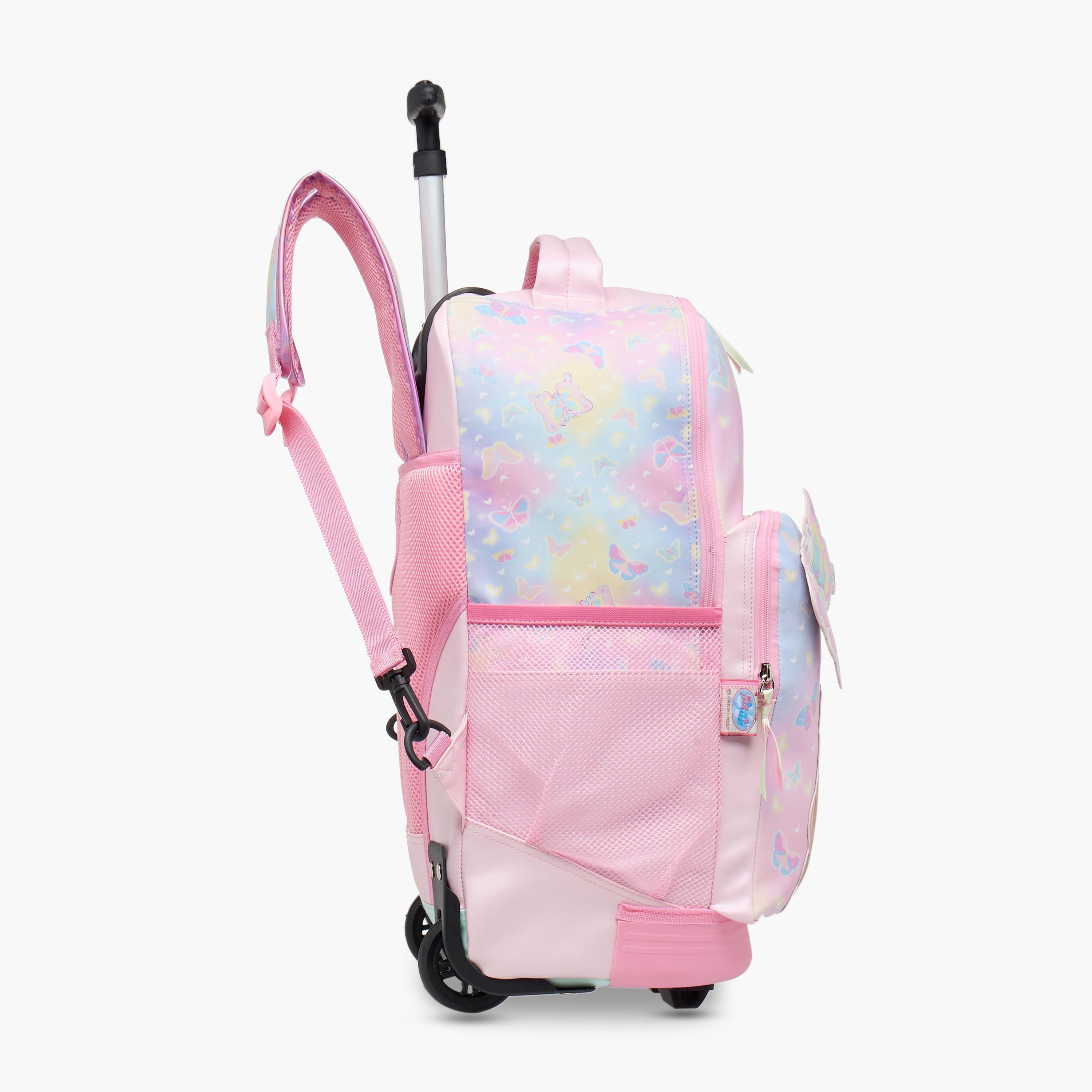 شنطة ترولي للبنات 5-8 سنوات بمقبض قابل للسحب وتصميم فراشة من مينمي - 18 بوصة-school-bagsandbackpacks-trolleybags-image-3