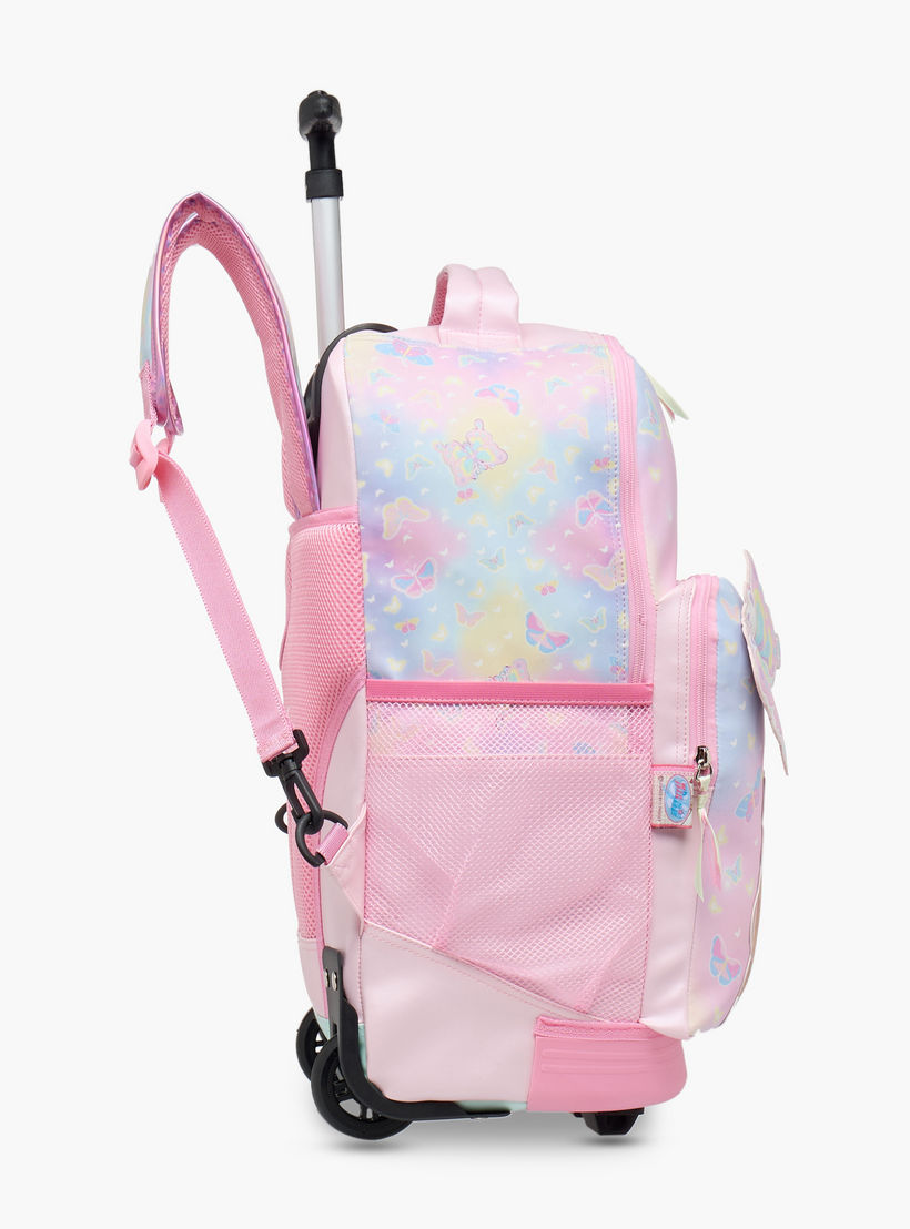 شنطة ترولي للبنات 5-8 سنوات بمقبض قابل للسحب وتصميم فراشة من مينمي - 18 بوصة-school-bagsandbackpacks-trolleybags-image-3