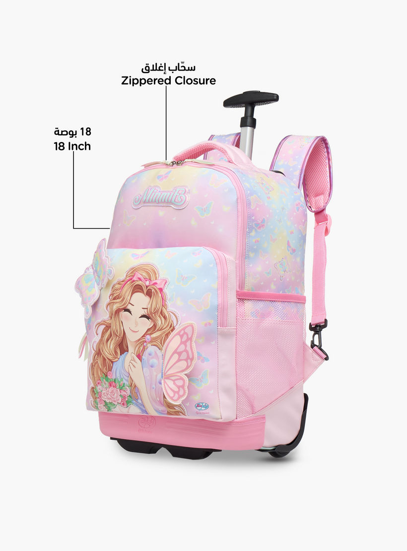 شنطة ترولي للبنات 5-8 سنوات بمقبض قابل للسحب وتصميم فراشة من مينمي - 18 بوصة-school-bagsandbackpacks-trolleybags-image-6