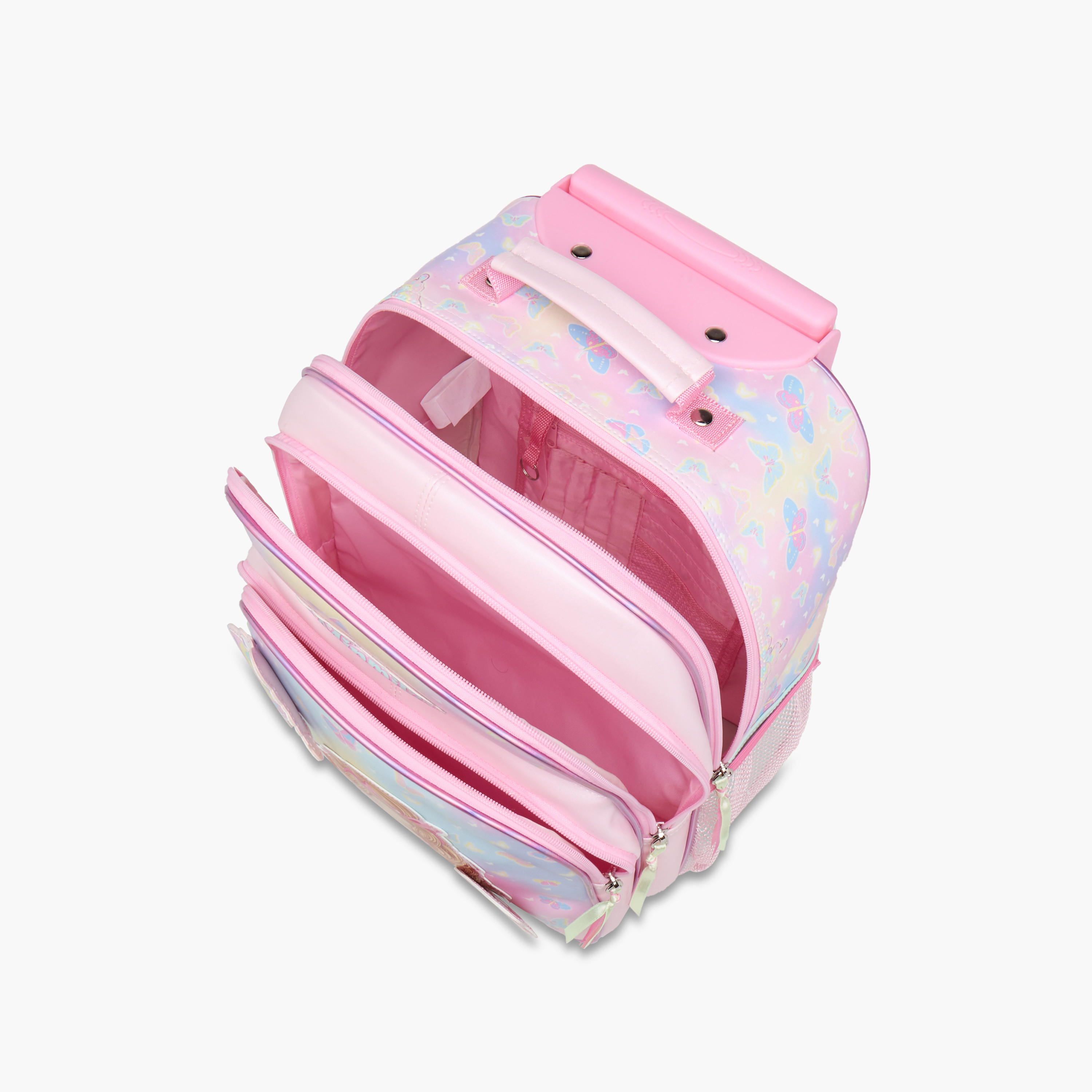 شنطة ترولي للبنات 5-8 سنوات بمقبض قابل للسحب وتصميم فراشة من مينمي - 14 بوصة-school-bagsandbackpacks-trolleybags-image-12
