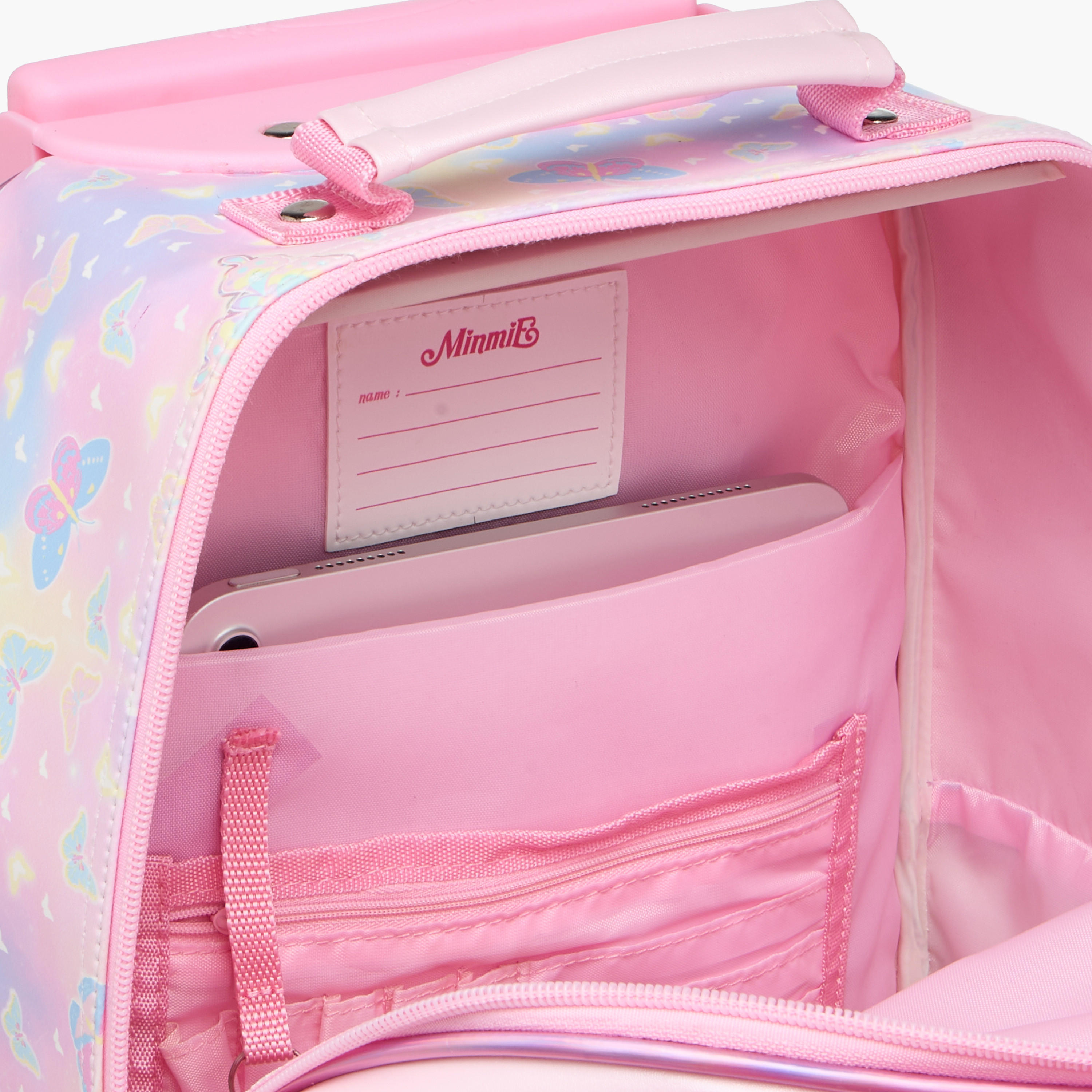 Minmie Butterfly Trolley Bag for Girls 5-8 Years with Retractable Handle – 14 inches-school-bagsandbackpacks-trolleybags-image-13