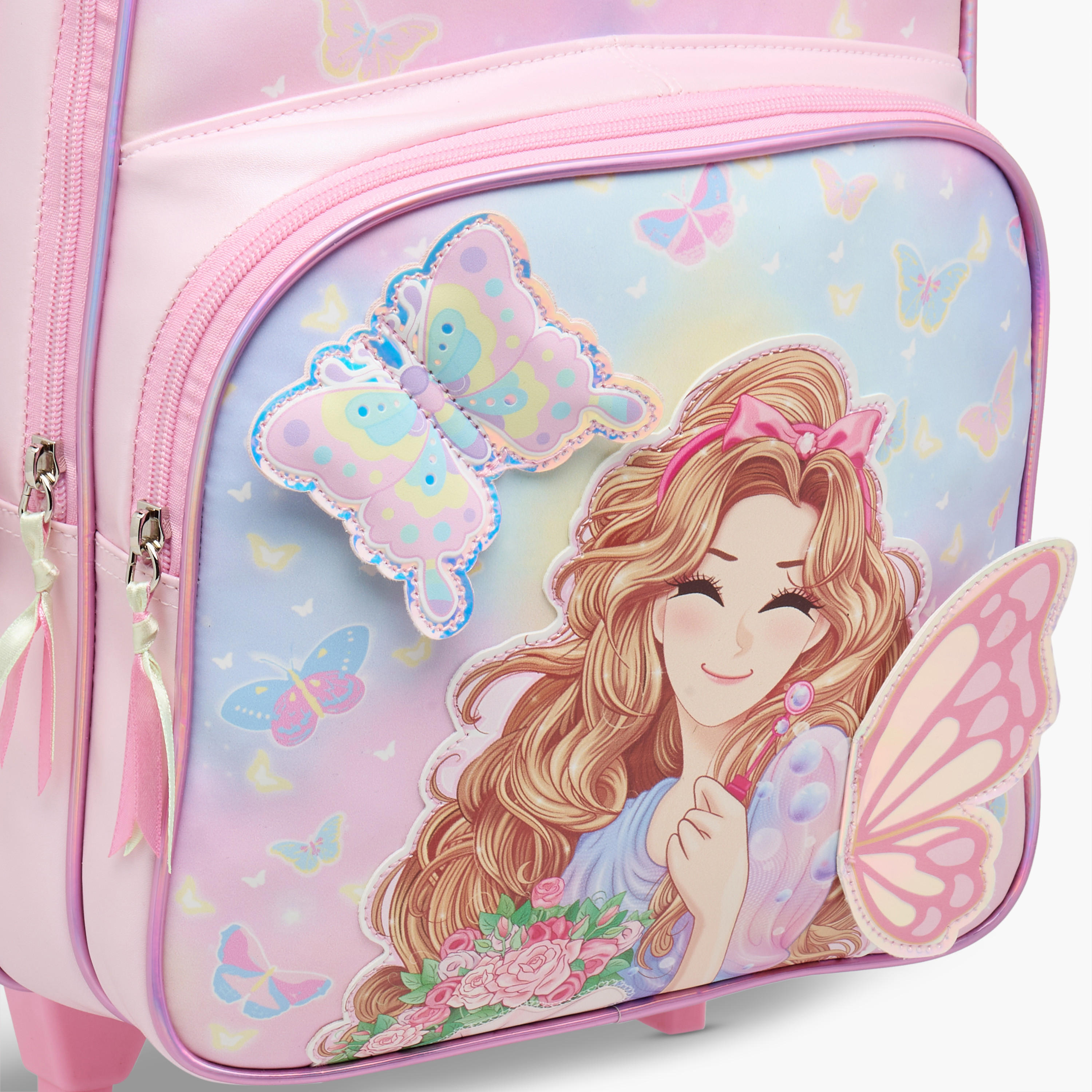Minmie Butterfly Trolley Bag for Girls 5-8 Years with Retractable Handle – 14 inches-school-bagsandbackpacks-trolleybags-image-8