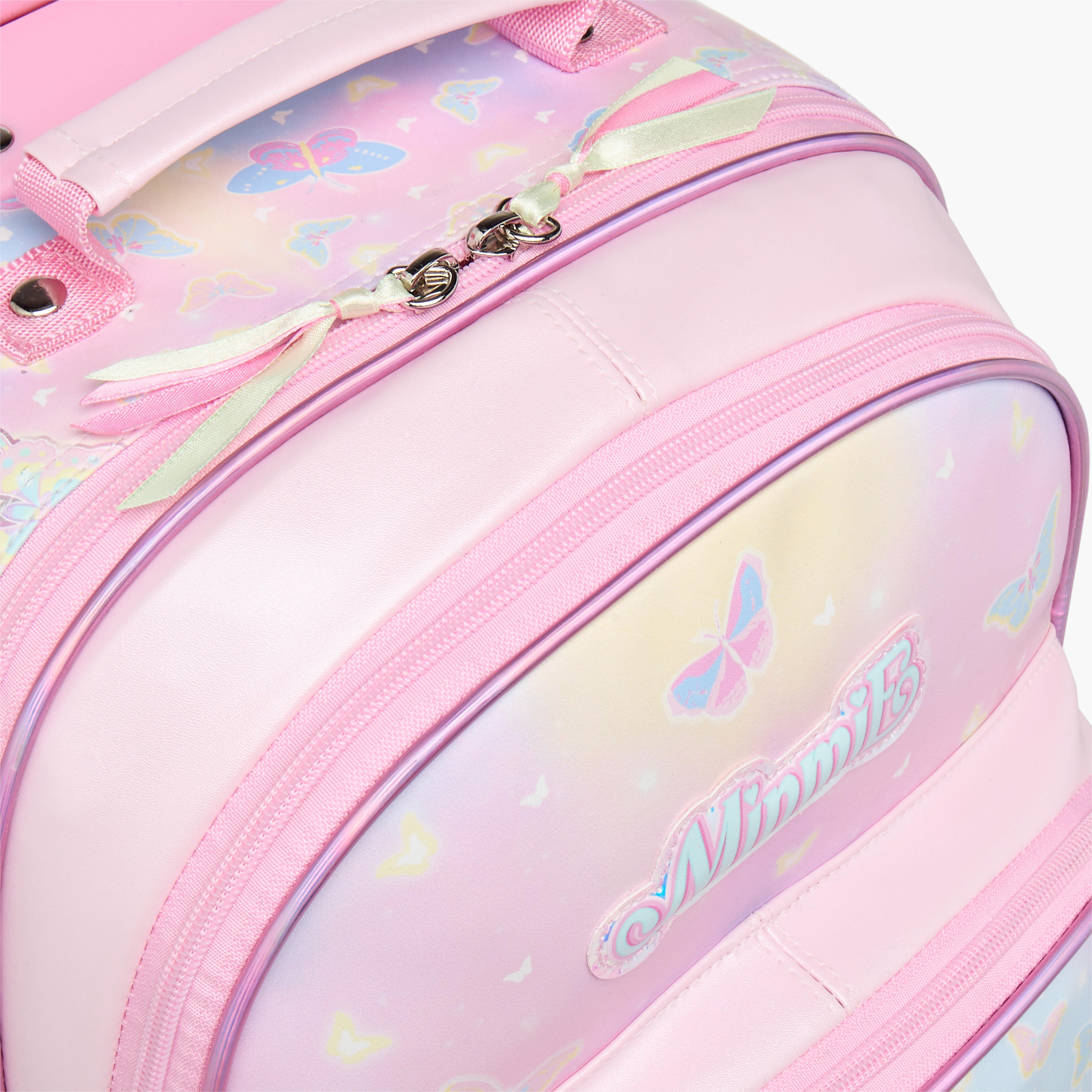 شنطة ترولي للبنات 5-8 سنوات بمقبض قابل للسحب وتصميم فراشة من مينمي - 14 بوصة-school-bagsandbackpacks-trolleybags-image-9