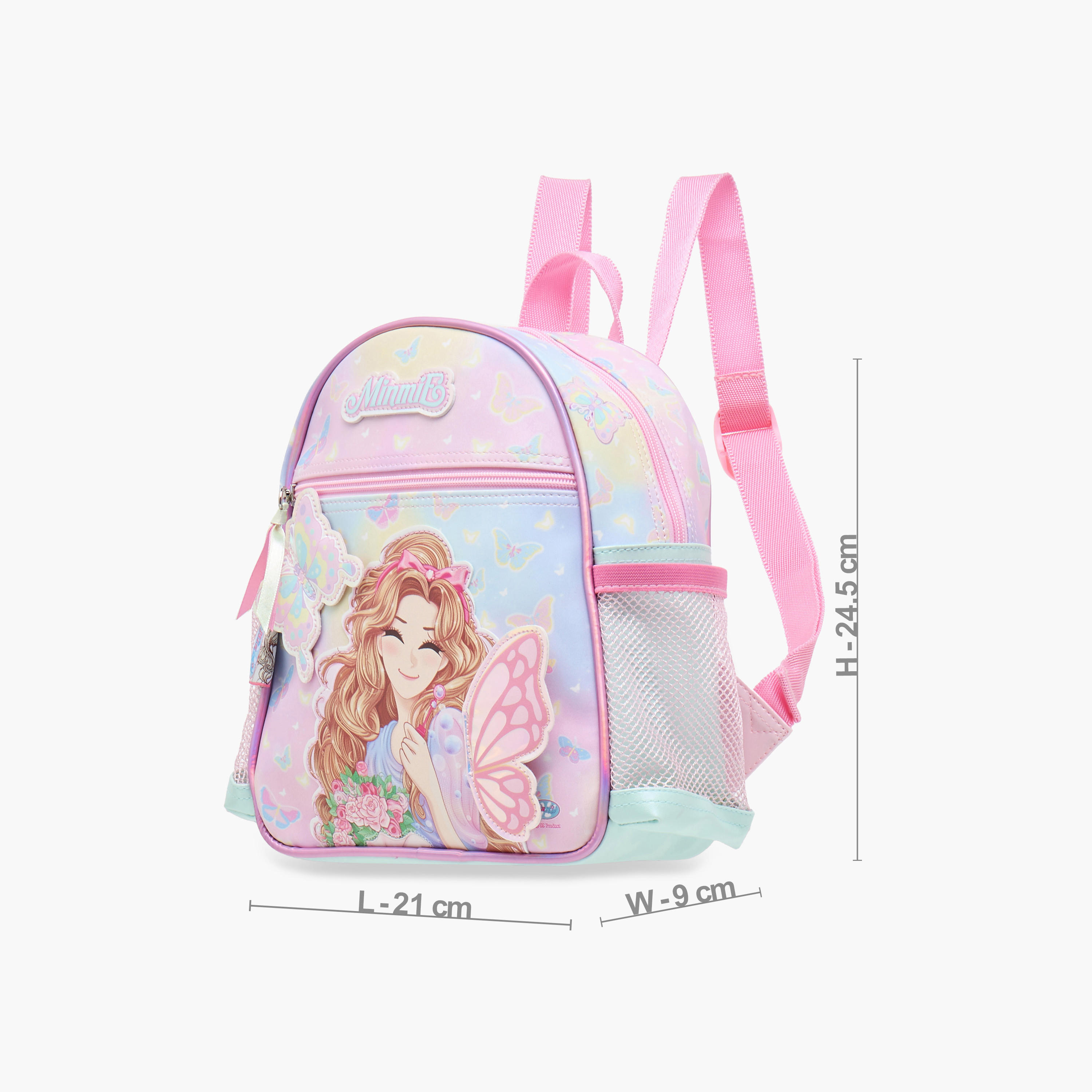 Minmie My Butterfly Print 10-inch Backpack with Adjustable Straps and Zip Closure - 21x9x25 cms-school-bagsandbackpacks-backpacks-image-2
