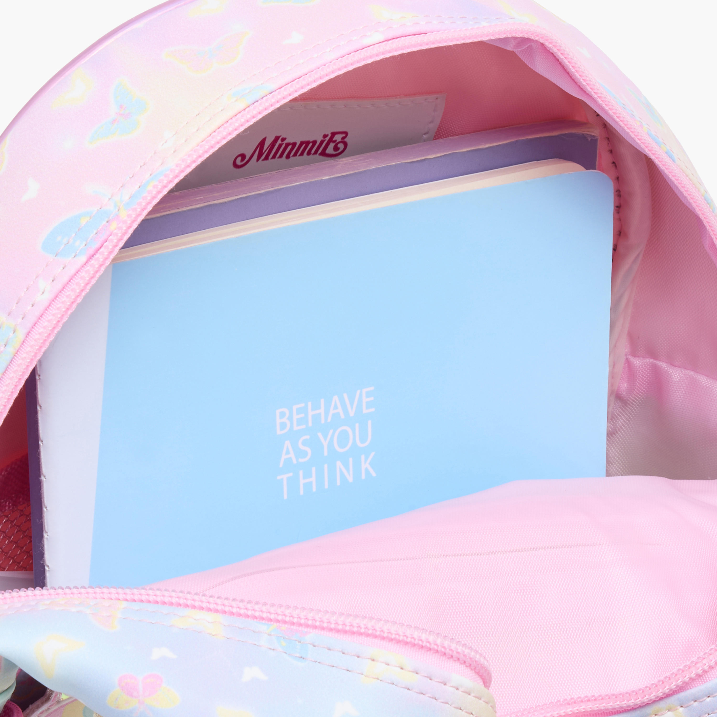 Minmie My Butterfly Print 10-inch Backpack with Adjustable Straps and Zip Closure - 21x9x25 cms-school-bagsandbackpacks-backpacks-image-9