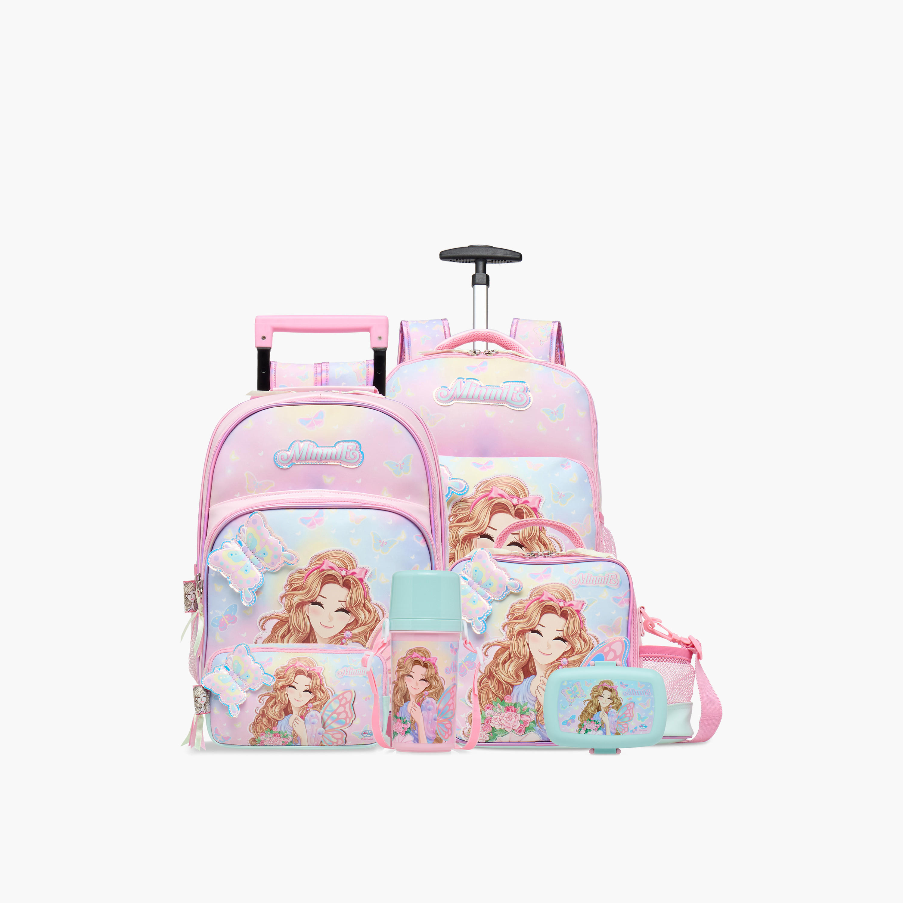Minmie Butterfly Applique Lunch Bag with Handle and Zip Closure-school-lunchessentials-lunchbags-image-9