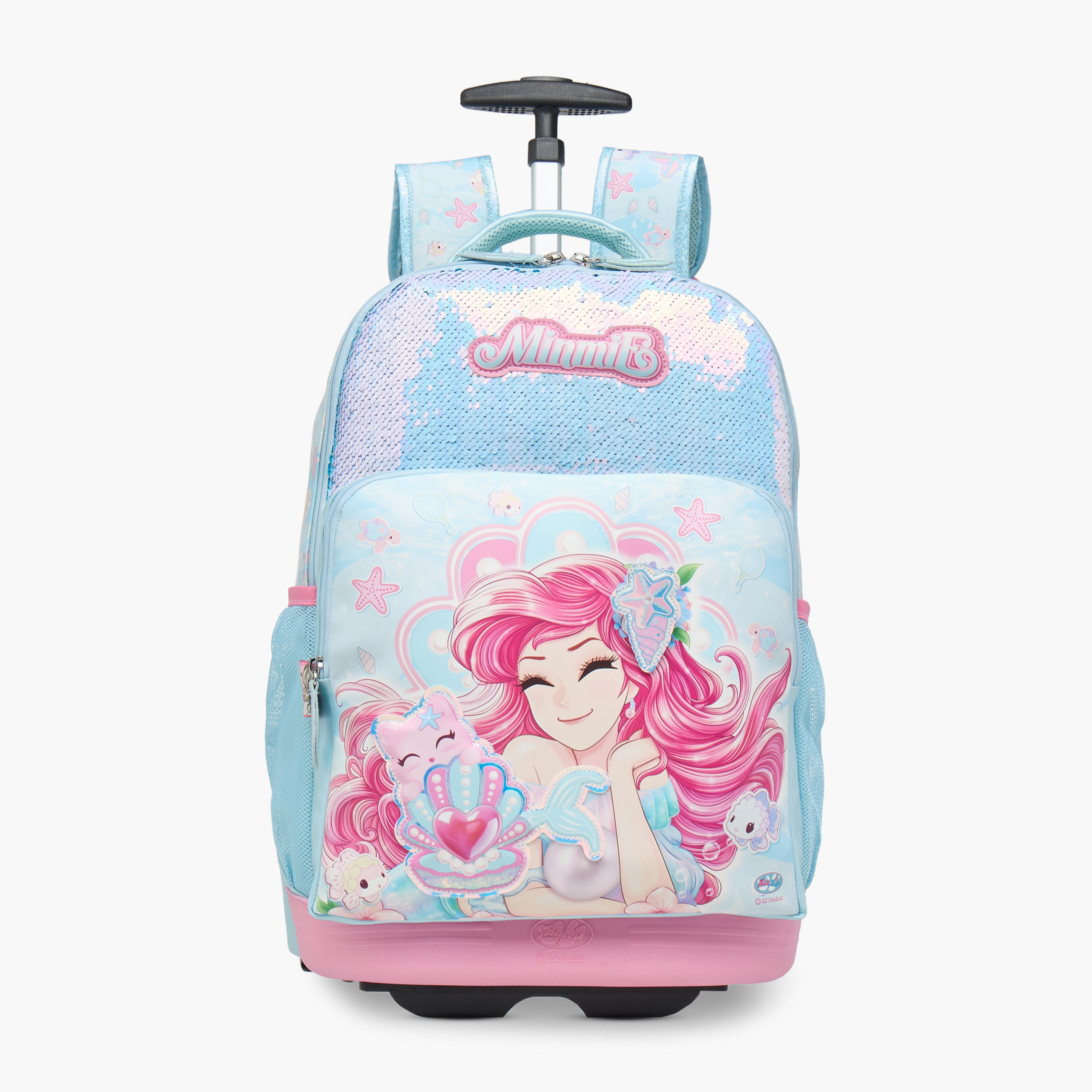 شنطة ترولي للبنات 5-8 سنوات بمقبض قابل للسحب وتصميم ميرميد من مينمي - 18 بوصة-school-bagsandbackpacks-trolleybags-image-1