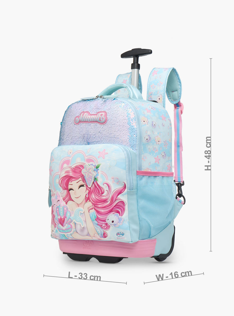 شنطة ترولي للبنات 5-8 سنوات بمقبض قابل للسحب وتصميم ميرميد من مينمي - 18 بوصة-school-bagsandbackpacks-trolleybags-image-2