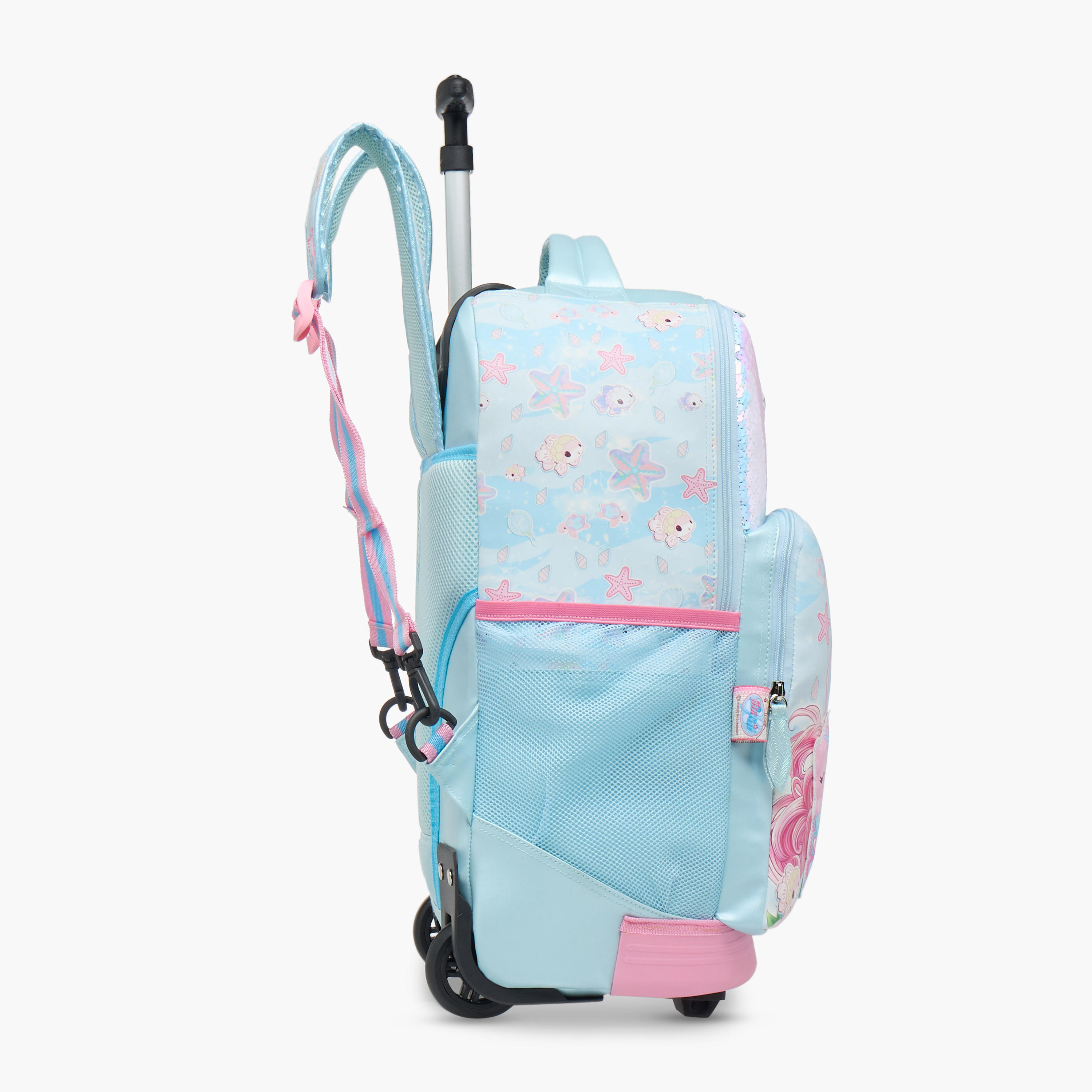 شنطة ترولي للبنات 5-8 سنوات بمقبض قابل للسحب وتصميم ميرميد من مينمي - 18 بوصة-school-bagsandbackpacks-trolleybags-image-3